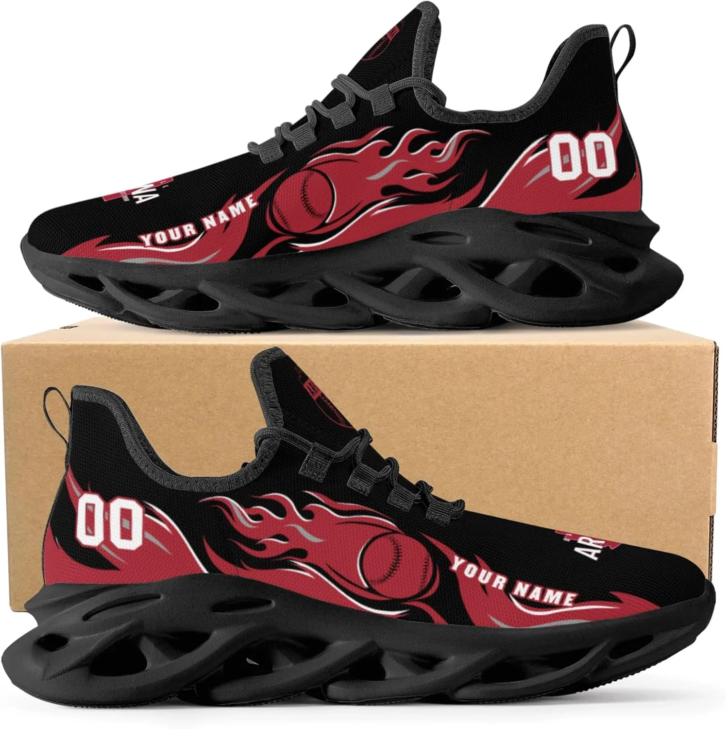 Custom Baseball Flex Control Sneakers Personalized Fan Men's Breathable Name Number Gift Workout Athletic Gym Slip-on Shoes
