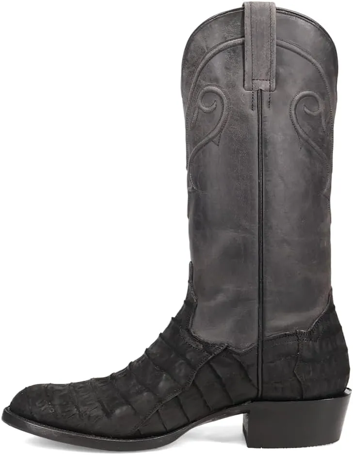 Dan Post Boots Mens Makara Alligator Round Toe Pull On Dress Boots Mid Calf - Black