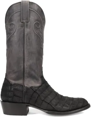 Dan Post Boots Mens Makara Alligator Round Toe Pull On Dress Boots Mid Calf - Black