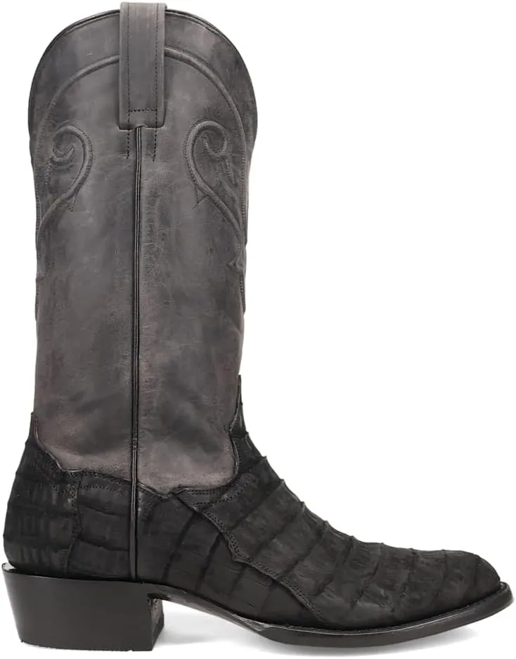 Dan Post Boots Mens Makara Alligator Round Toe Pull On Dress Boots Mid Calf - Black