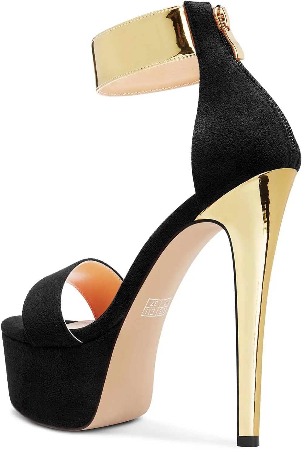 DearOnly Womens Stiletto High Platform Heel Peep Open Toe Sandals Ankle Strap Zipper Party Cute Summer Shoes