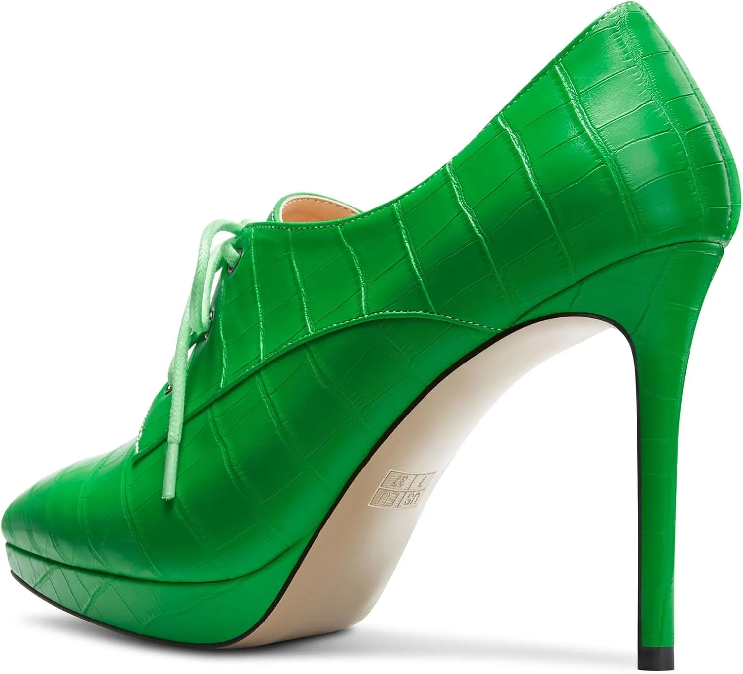 DearOnly Womens Stiletto High Platform Heel Pointed Toe Ankle Boots Short Bootie Lace-up Office Dress 3.9 Inches Heels