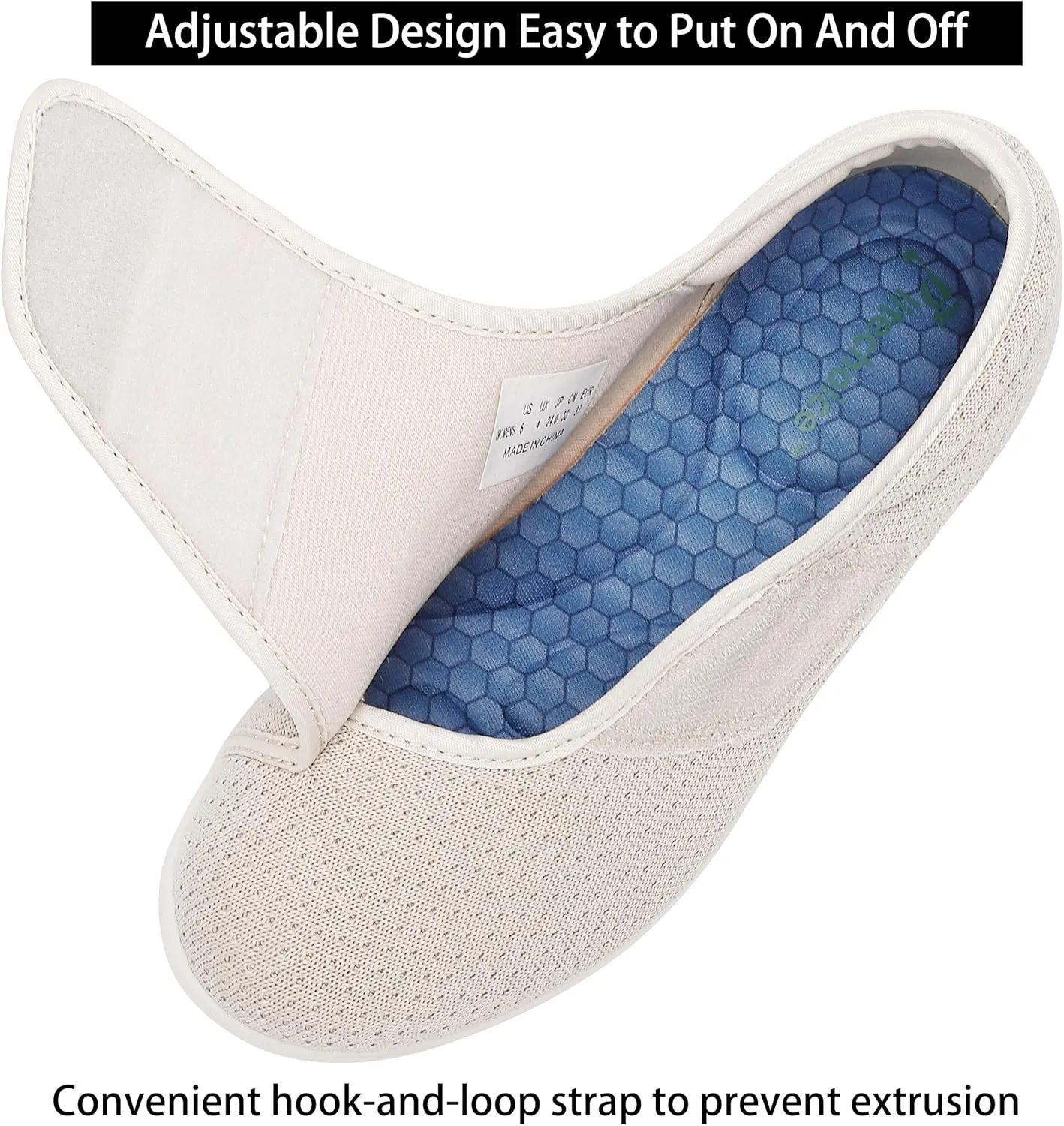 Diabetic Shoes for Women, Women's Wide Width Elderly Shoes, Adjustable Closure Lightweight Breathable, Swollen Feet Walking Edema Sneakers