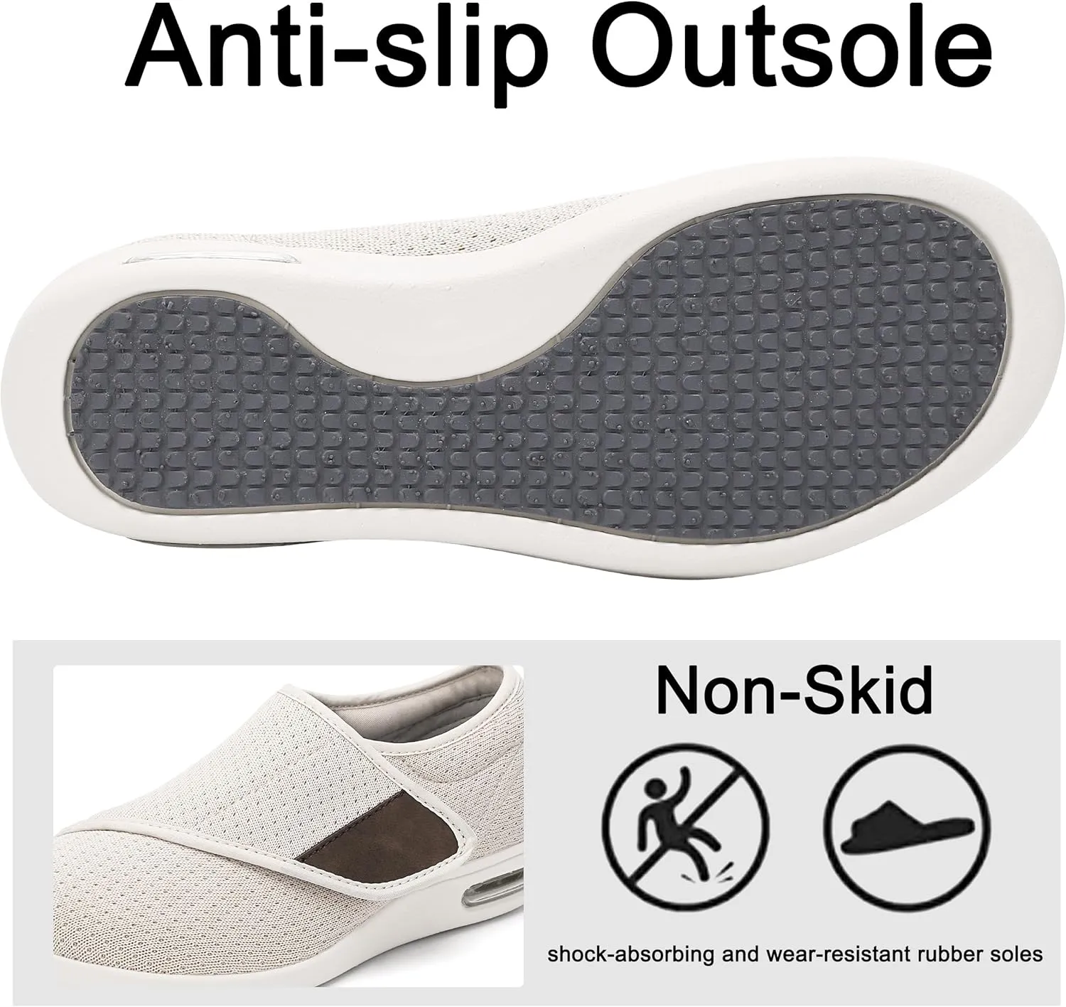 Diabetic Shoes for Women, Women's Wide Width Elderly Shoes, Adjustable Closure Lightweight Breathable, Swollen Feet Walking Edema Sneakers