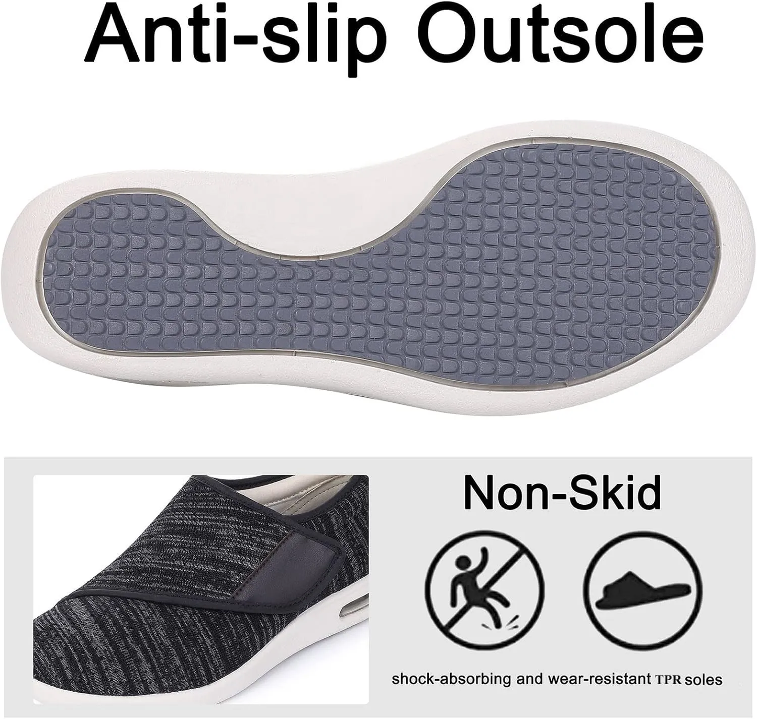 Diabetic Shoes for Women, Women's Wide Width Elderly Shoes, Adjustable Closure Lightweight Breathable, Swollen Feet Walking Edema Sneakers