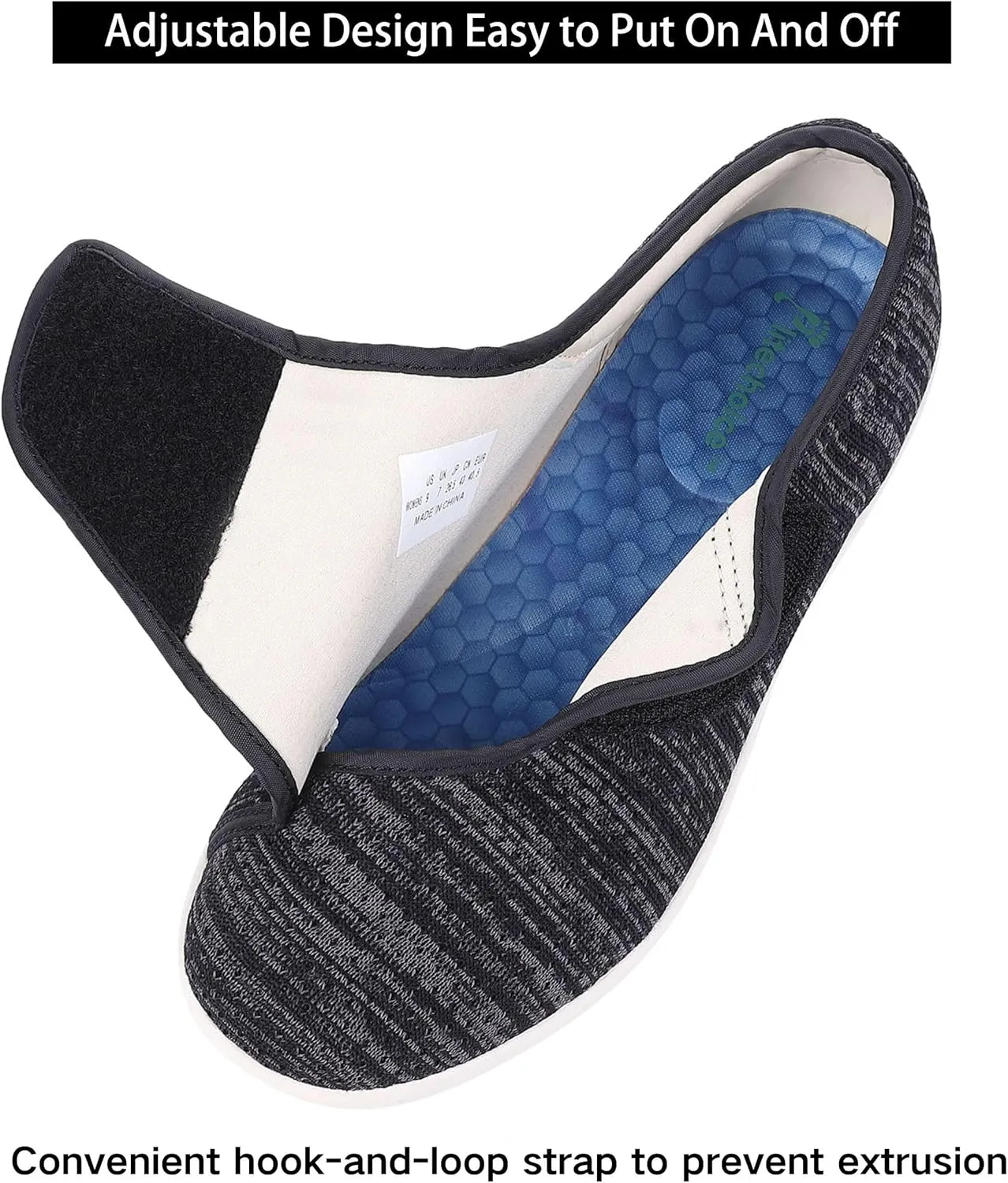 Diabetic Shoes for Women, Women's Wide Width Elderly Shoes, Adjustable Closure Lightweight Breathable, Swollen Feet Walking Edema Sneakers