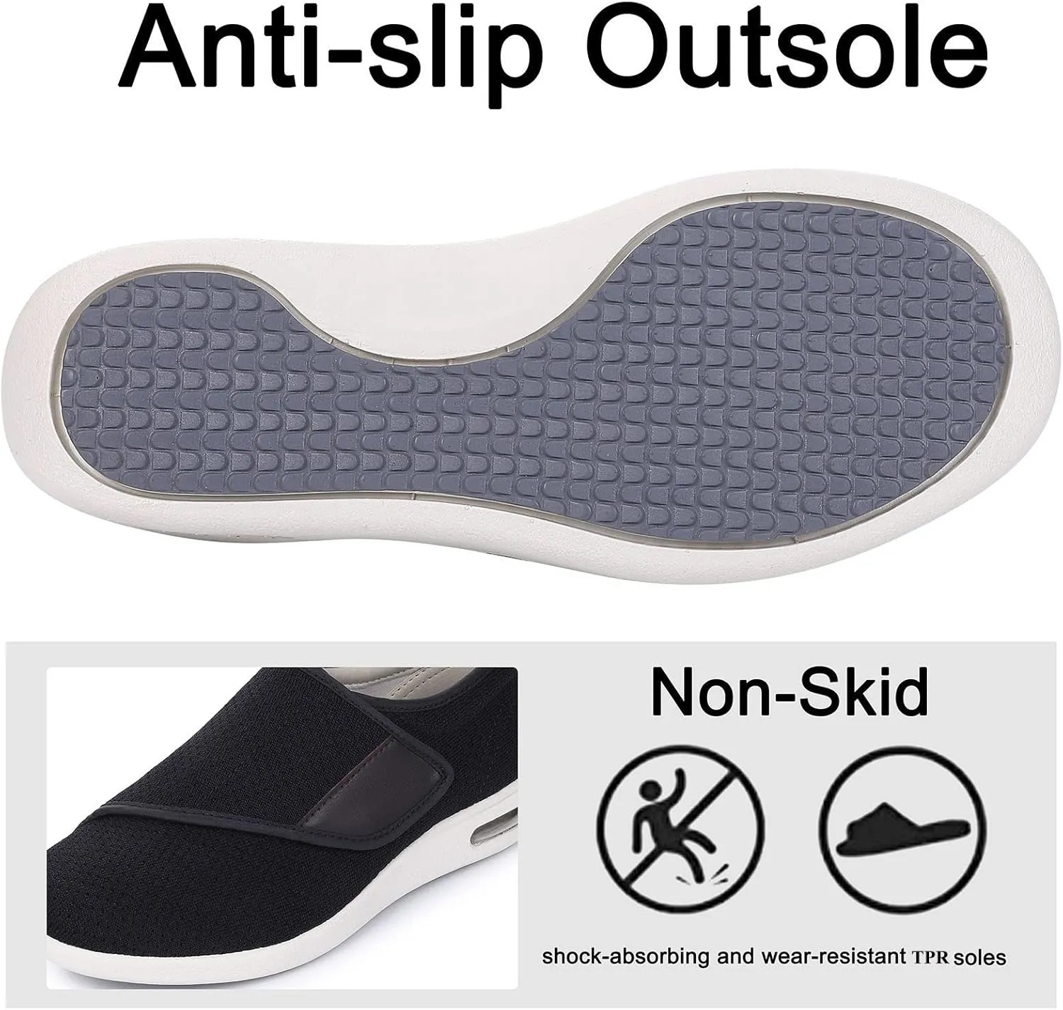 Diabetic Shoes for Women, Women's Wide Width Elderly Shoes, Adjustable Closure Lightweight Breathable, Swollen Feet Walking Edema Sneakers