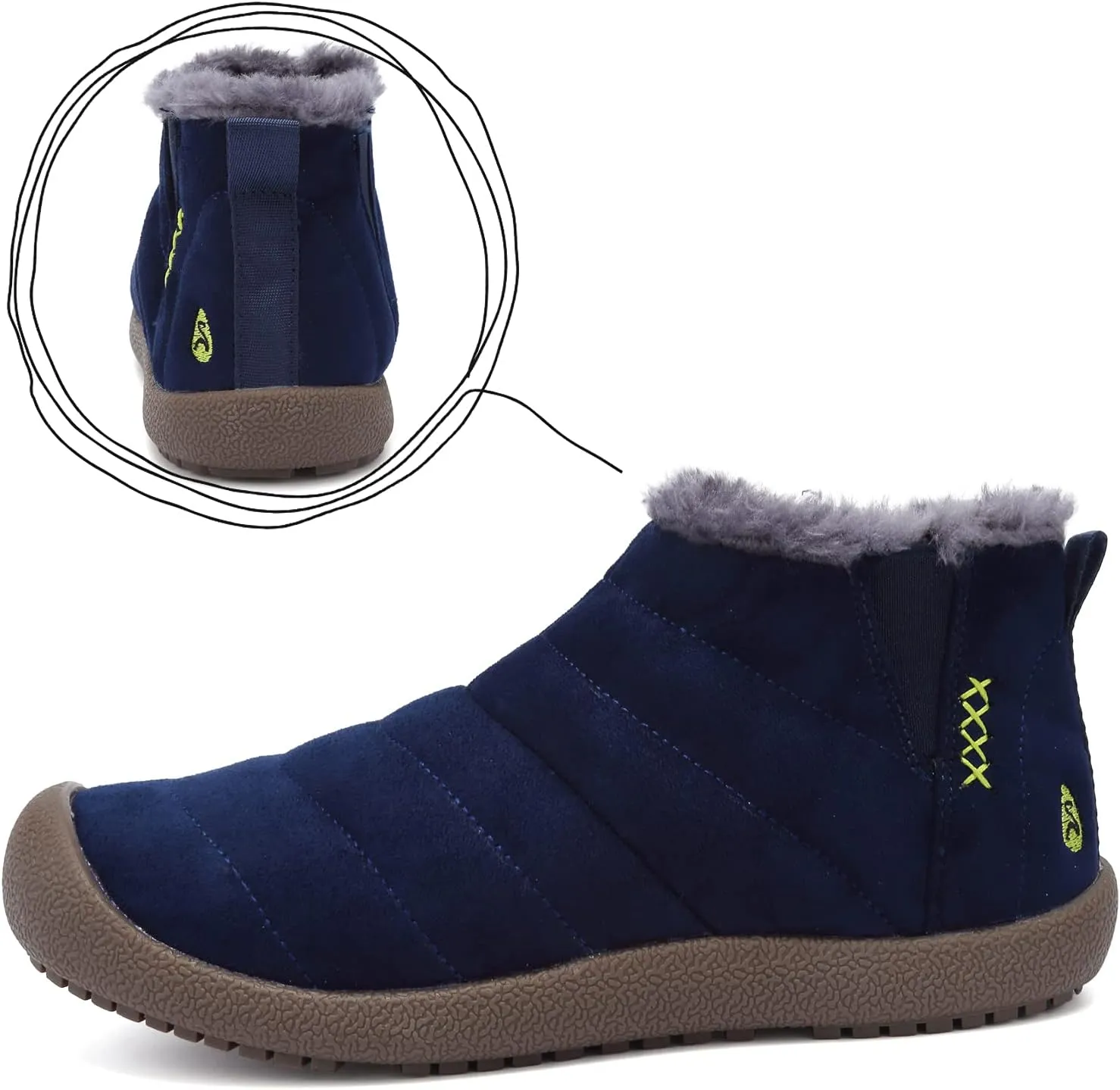 DimaiGlobal Men's Snow Boots Winter Boots Warm Ankle Boots Slip On Fur Lined Booties Water Resistant Outdoor Walking Shoes 6-13US