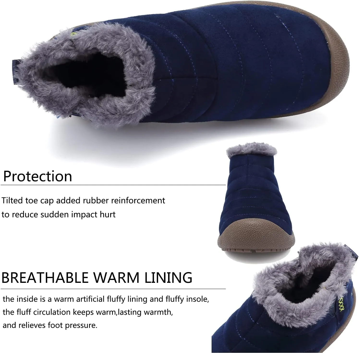 DimaiGlobal Men's Snow Boots Winter Boots Warm Ankle Boots Slip On Fur Lined Booties Water Resistant Outdoor Walking Shoes 6-13US