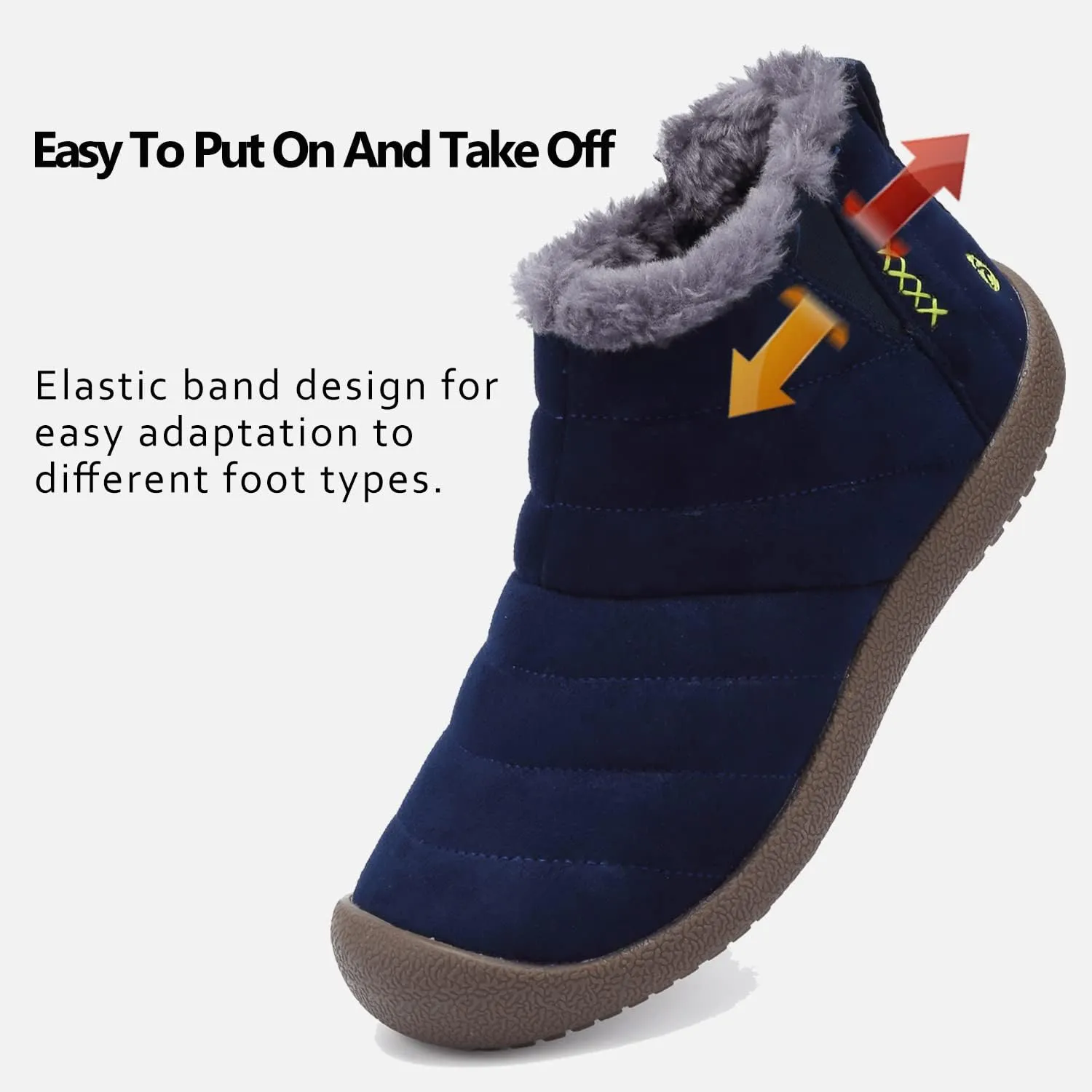 DimaiGlobal Men's Snow Boots Winter Boots Warm Ankle Boots Slip On Fur Lined Booties Water Resistant Outdoor Walking Shoes 6-13US