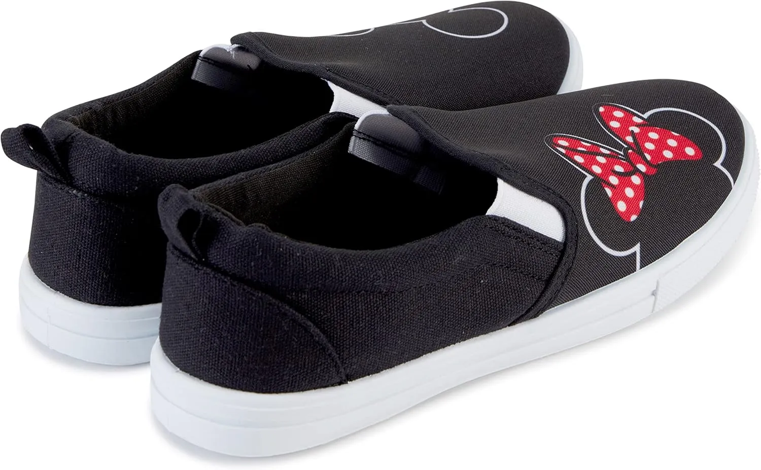 Disney Ladies Mickey and Minnie Shoes - Ladies Classic Mickey and Minnie Mouse Slip On Sneakers Mickey and Minnie Mouse Canvas Slip On Sneakers