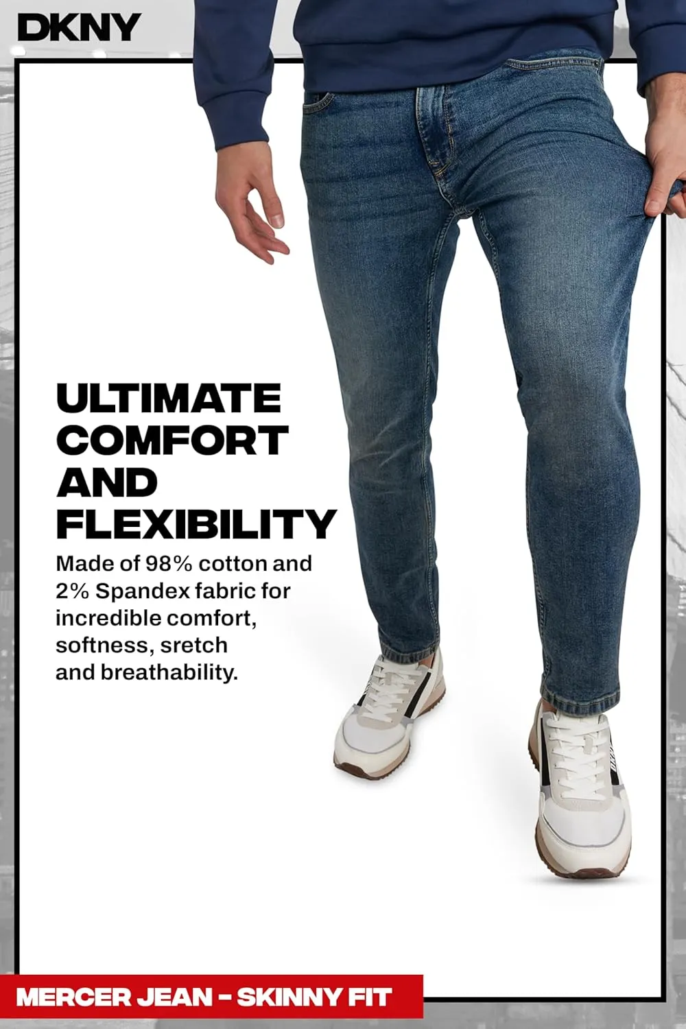 DKNY Mens Skinny Jeans for Men - Stretch Denim Classic 5 Pocket Men's Skinny Jeans | Stretch Fit Denim for Men