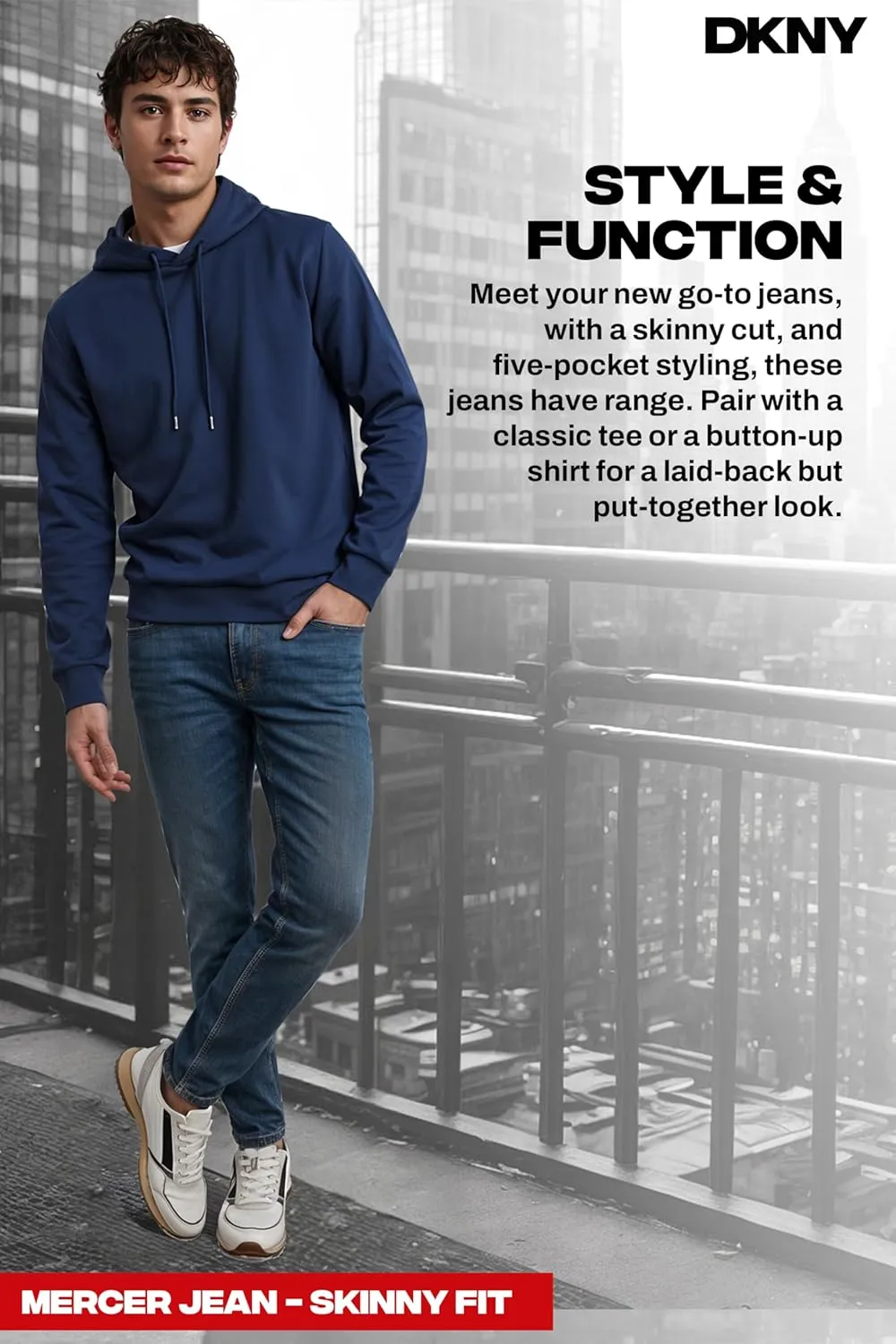 DKNY Mens Skinny Jeans for Men - Stretch Denim Classic 5 Pocket Men's Skinny Jeans | Stretch Fit Denim for Men