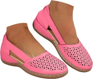 Eduavar Sandals for Women Casual Dressy Summer Closed Toe Sandals Breathable Flat with Arch Support Slip On Walking Shoes