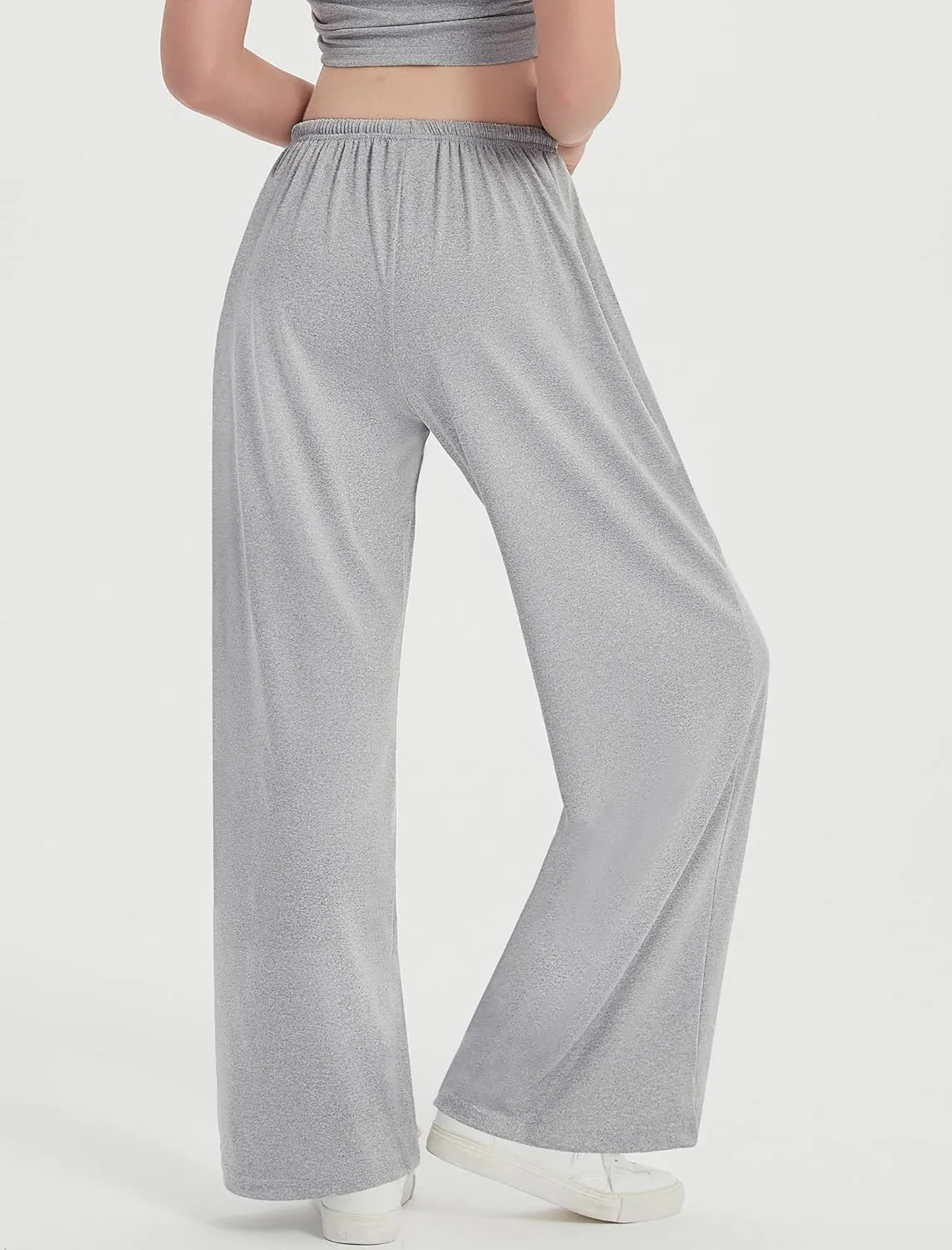 EXARUS 3 Pack Girl's Wide Leg Baggy Sweatpants Flowy Drawstring Waist Loose Long Sweat Pants Casual for Teen 8-14Y