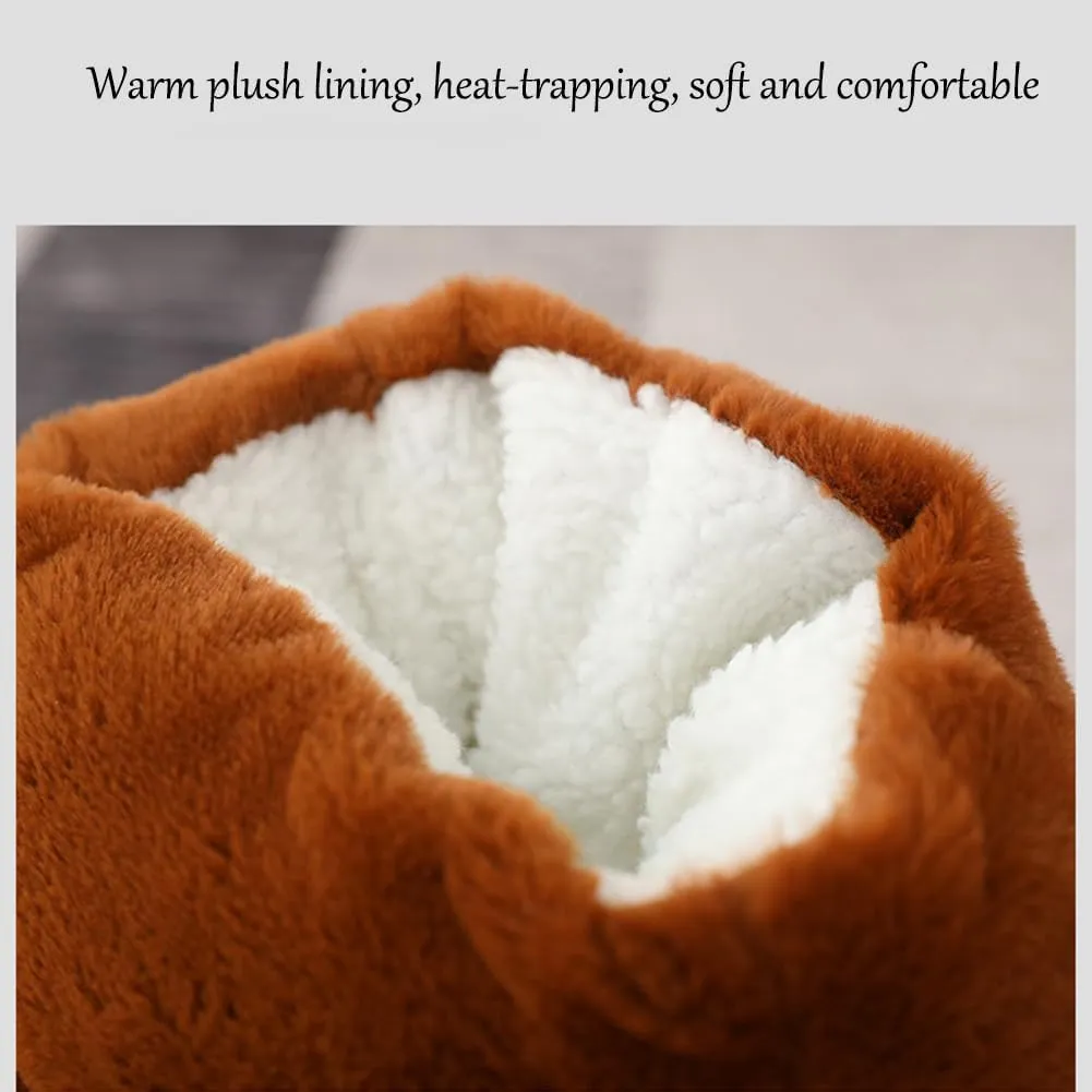 Feet Warmer for Car, USB Charging Adjustable Temperature Timing Heated House in-Car Shoes, Cute Plush High Top Electric Foot Warmers, Winter Fuzzy Thick Plush Heater Boots Men Women (Gray)