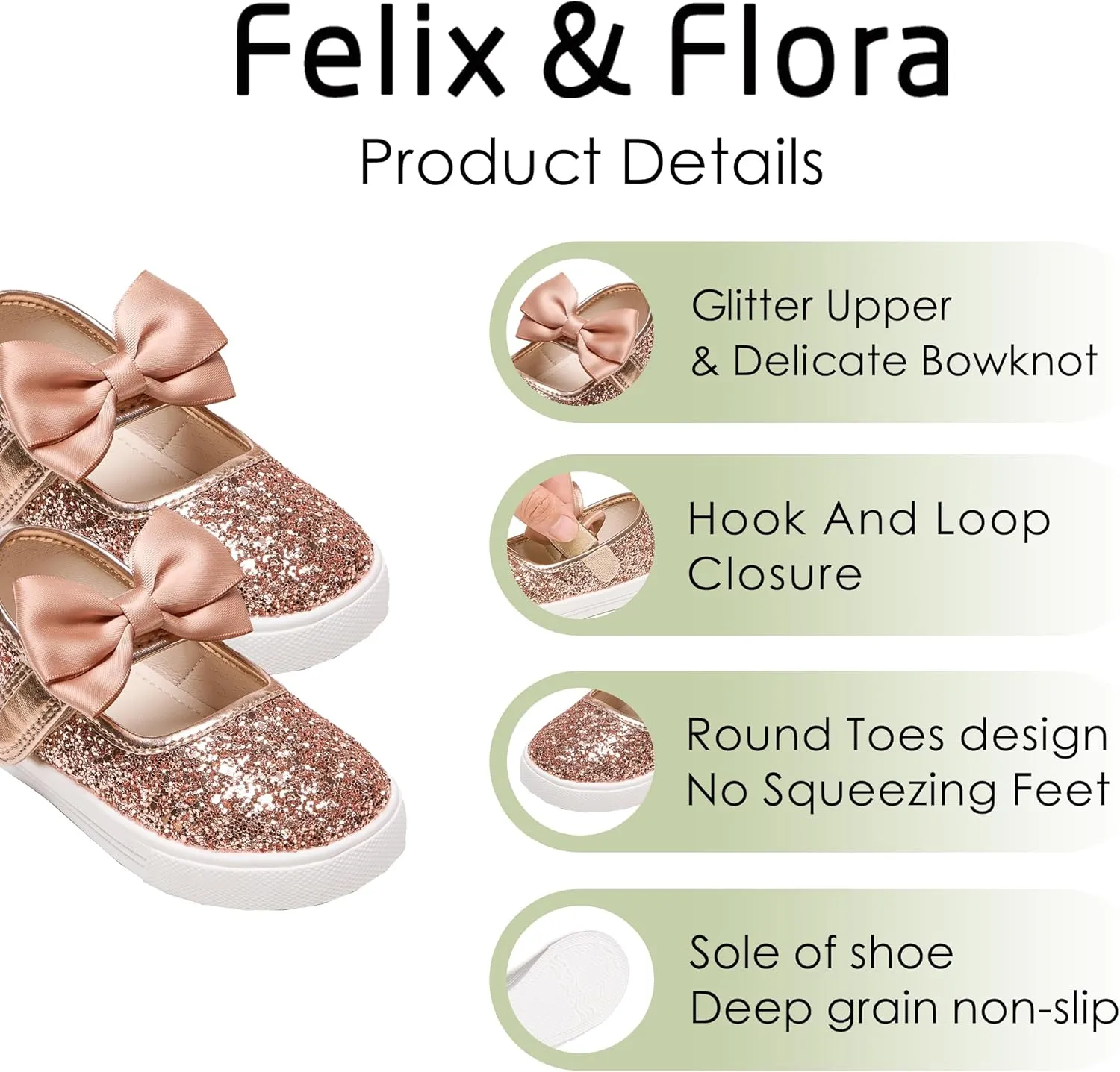 Felix & Flora Toddler/Little Kid Girls Running Shoes Glitter Sneakers Princess Fashion Casual Sports Shoes