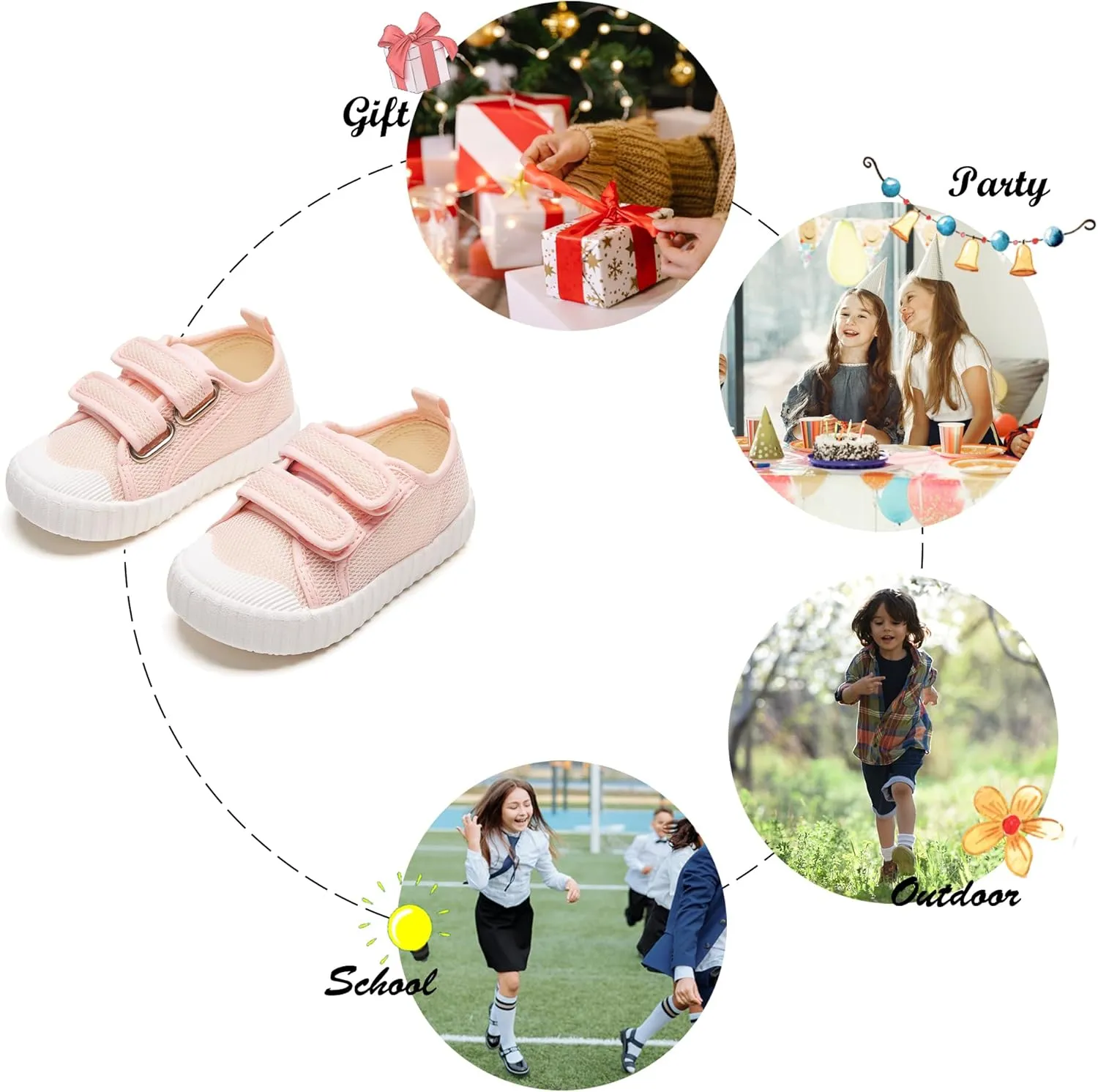 Felix & Flora Toddler/Little Kid Girls Running Shoes Sports Sneakers Princess Casual Glitter Shoes.