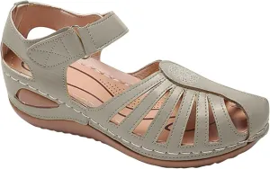 FFMA Sandals Womens Summer Wedge Sandals Closed Toe Ladies Orthopedic Sandal Roman Leather Sandals Platform Vintage Soft Wide Fit Summer Garden Shoes