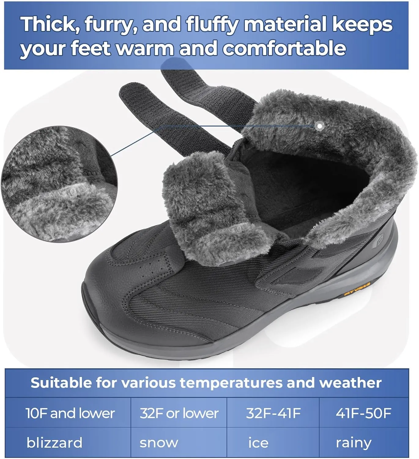 FitVille Mens Extra Wide Snow Boots Outdoor Mens Winter Wide Boots, Lightweight Wide Width Mens Winter Boots Waterproof Insulated V3