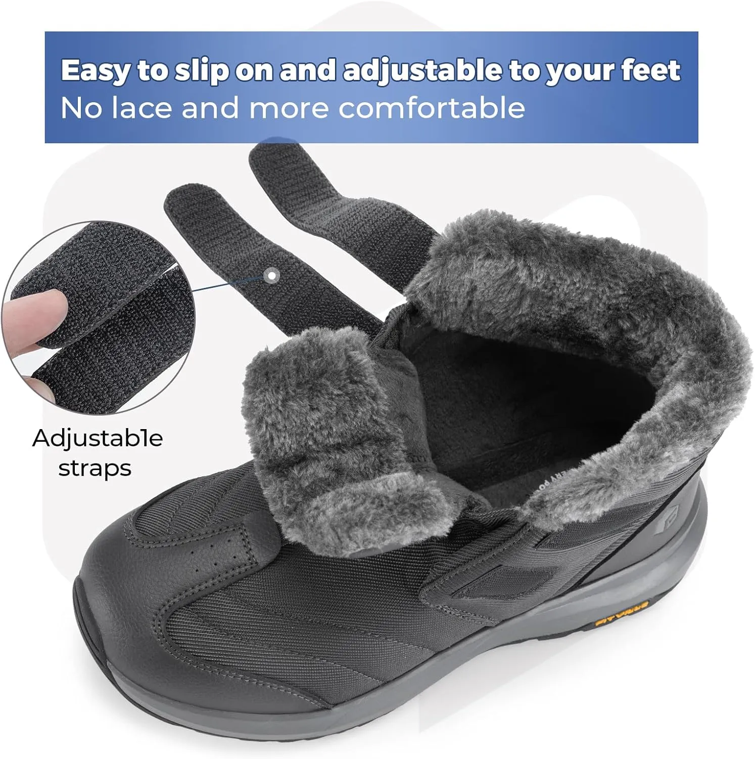 FitVille Mens Extra Wide Snow Boots Outdoor Mens Winter Wide Boots, Lightweight Wide Width Mens Winter Boots Waterproof Insulated V3