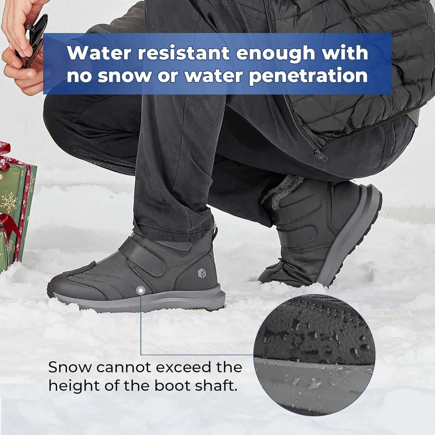 FitVille Mens Extra Wide Snow Boots Outdoor Mens Winter Wide Boots, Lightweight Wide Width Mens Winter Boots Waterproof Insulated V3