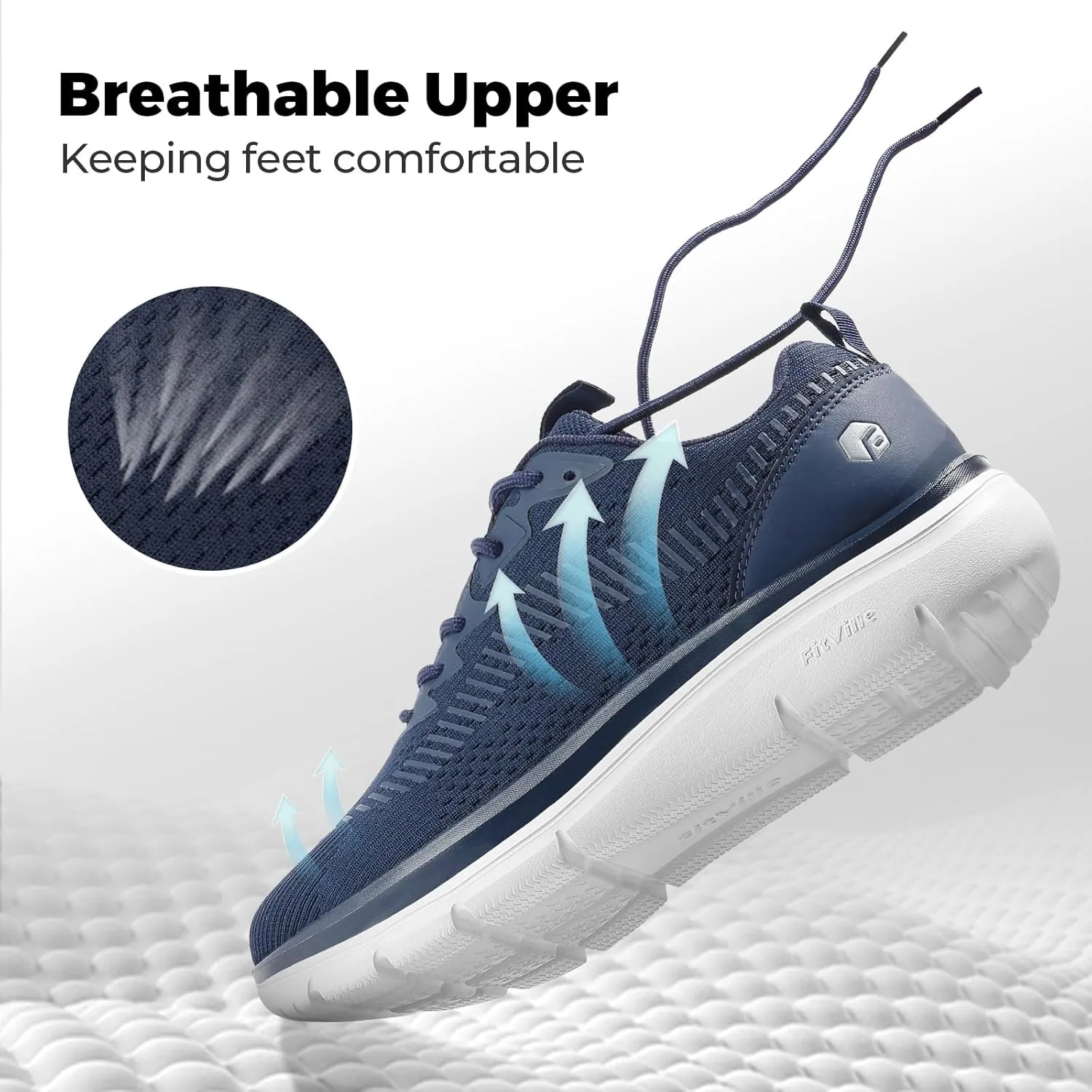 FitVille Men's Walking Shoes Wide Width, Comfortable Orthopedic Sneakers Lightweight Tennis Shoes Gym Workout Sneakers for Plantar Fasciitis - Cloud Wanderer V20