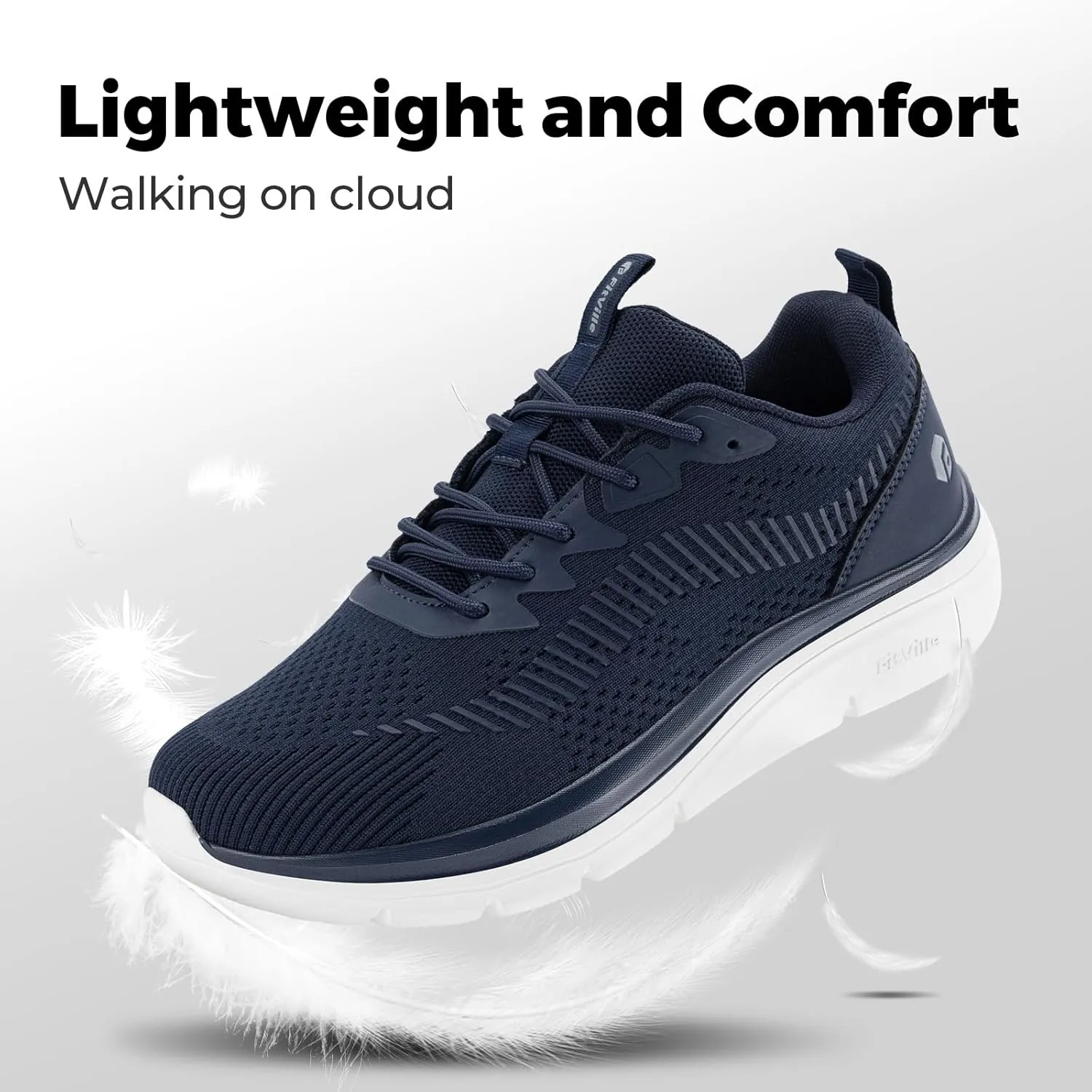 FitVille Men's Walking Shoes Wide Width, Comfortable Orthopedic Sneakers Lightweight Tennis Shoes Gym Workout Sneakers for Plantar Fasciitis - Cloud Wanderer V20