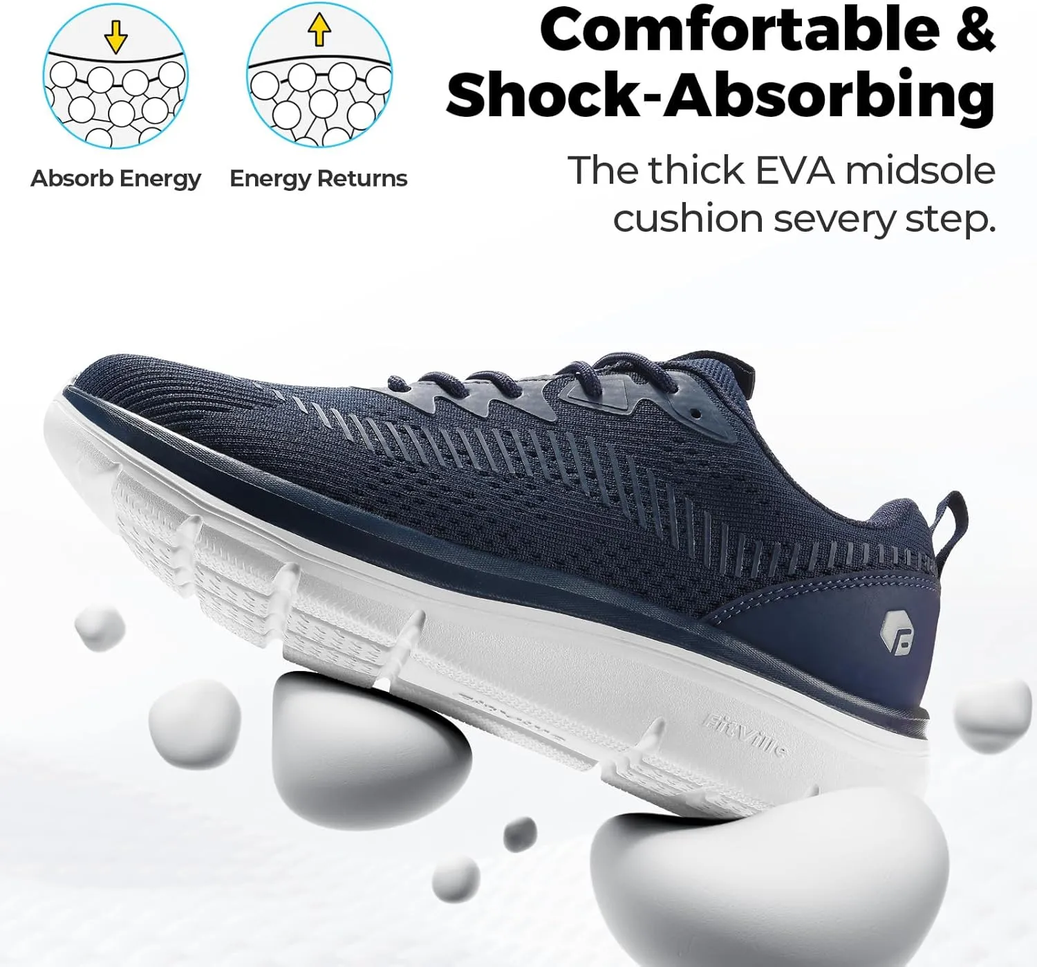 FitVille Men's Walking Shoes Wide Width, Comfortable Orthopedic Sneakers Lightweight Tennis Shoes Gym Workout Sneakers for Plantar Fasciitis - Cloud Wanderer V20