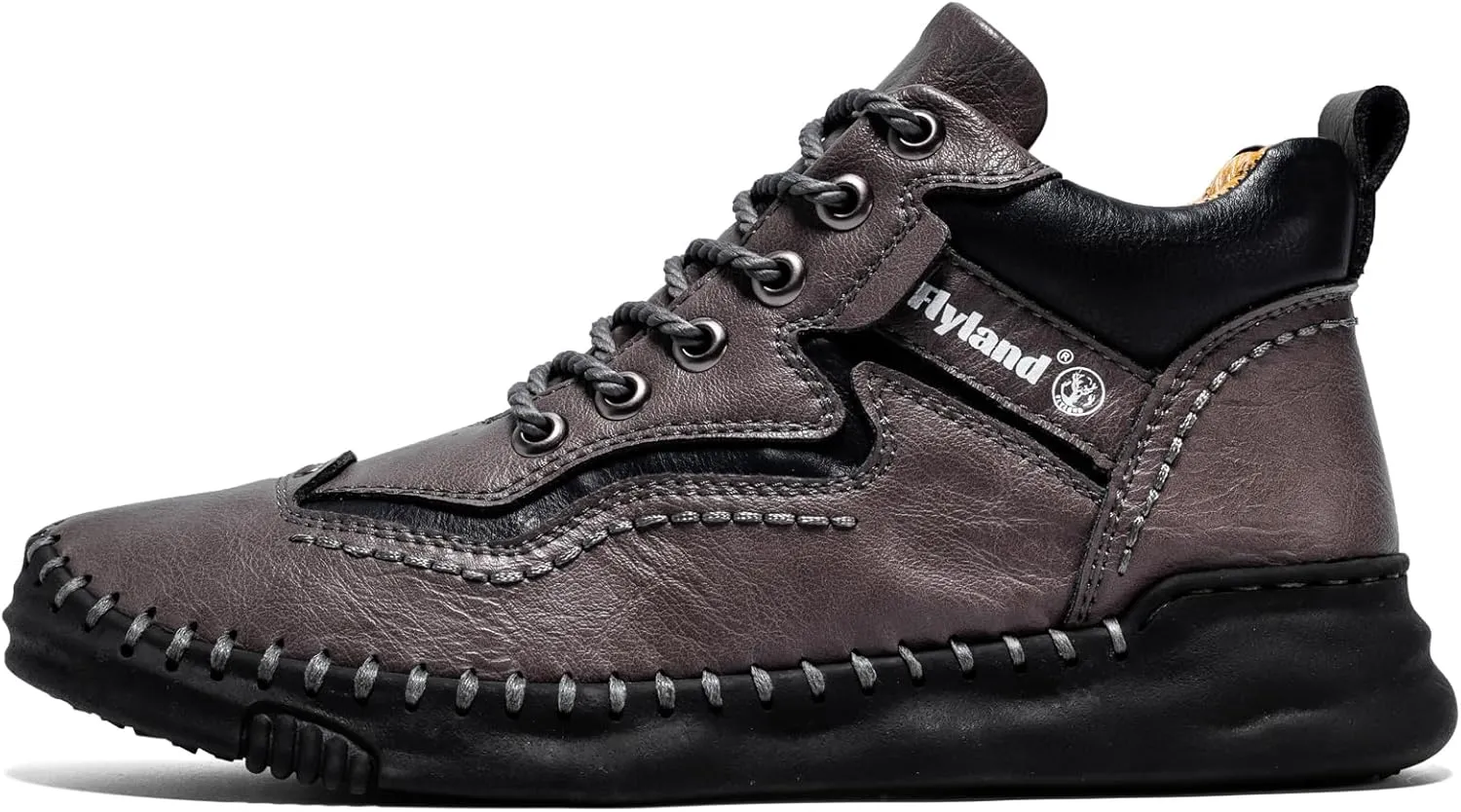 FLYLAND Mens Casual Leather Shoes Ankle Chukka Boots Handmade Retro British Walking Daily Work Office Sneakers Shoes for Male