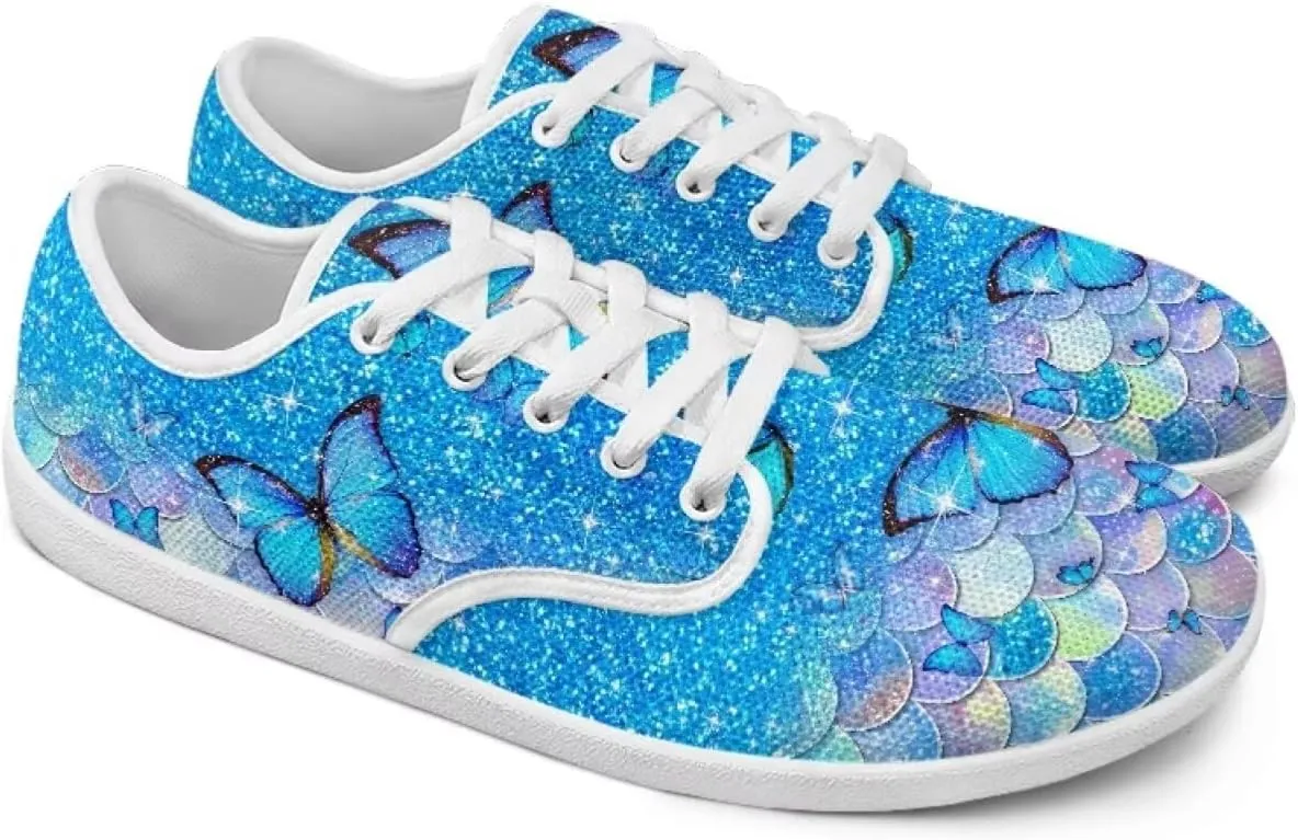 Forchrinse Decorative Butterfly Wide Barefoot Shoes for Women Teens Running Tennis Shoes Zero Drop Shoes Width Fashion Sneakers Soft Sole