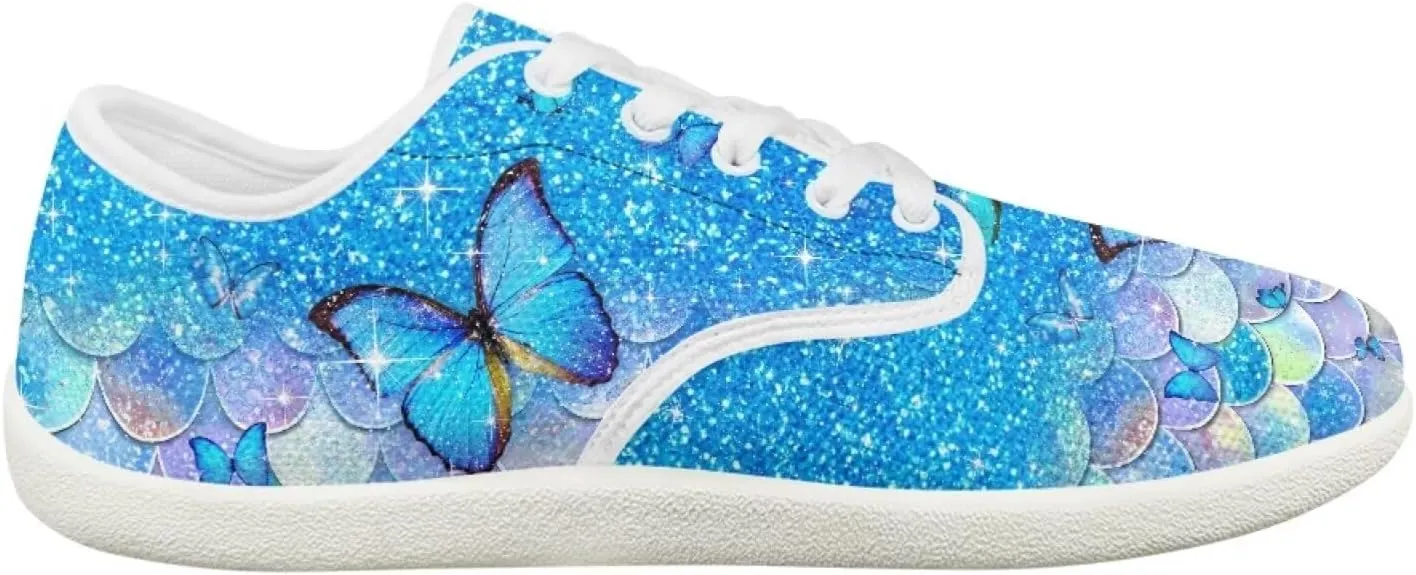 Forchrinse Decorative Butterfly Wide Barefoot Shoes for Women Teens Running Tennis Shoes Zero Drop Shoes Width Fashion Sneakers Soft Sole