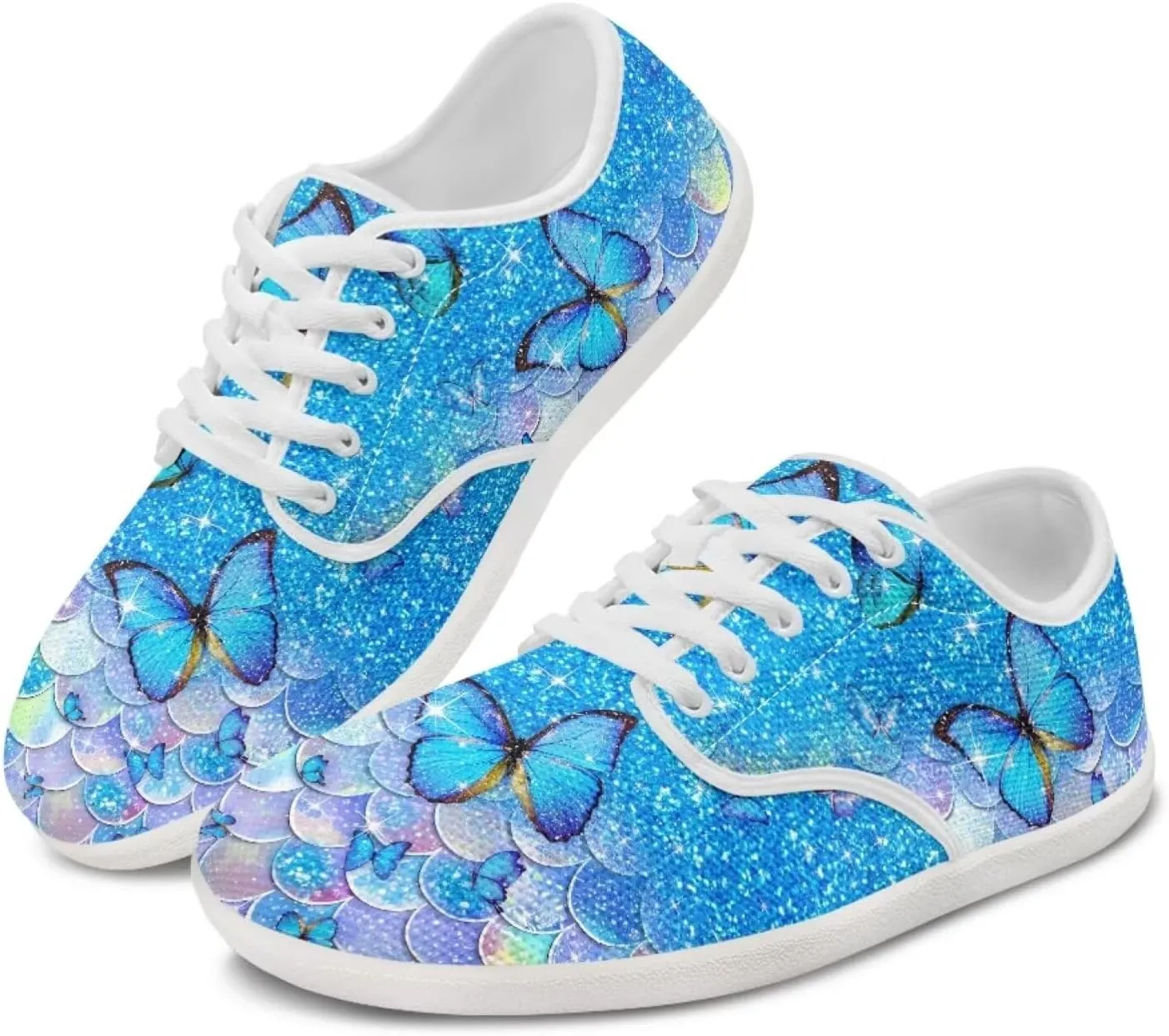 Forchrinse Decorative Butterfly Wide Barefoot Shoes for Women Teens Running Tennis Shoes Zero Drop Shoes Width Fashion Sneakers Soft Sole