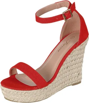 Forever Link Womens Open Toe Espadrilles Wedge Platform Ankle Strap Sandals