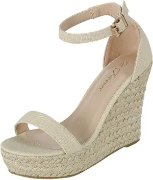 Forever Link Womens Open Toe Espadrilles Wedge Platform Ankle Strap Sandals