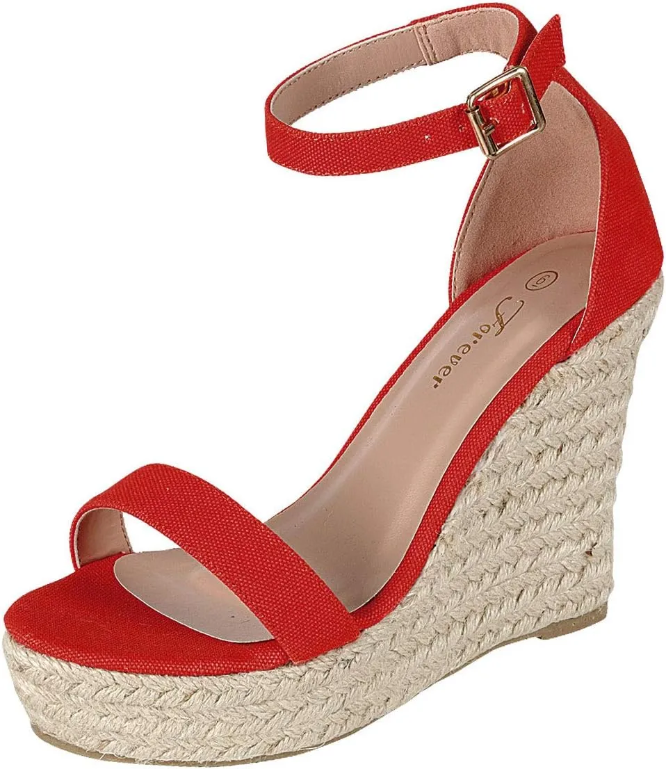 Forever Link Womens Open Toe Espadrilles Wedge Platform Ankle Strap Sandals