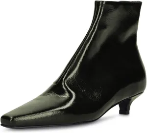 FSJ Women Square Closed Toe Ankle Boots Low Kitten Heel Side Zipper Fashion Short Booties Comfy Prom Party Shoes Size 4-16 US