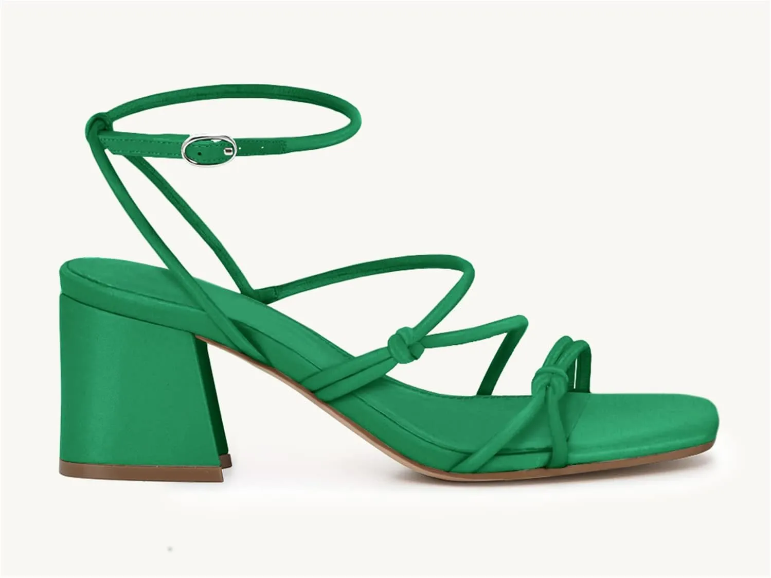 Fttpdeaus Women's Chunky Heel Sandals Strappy Square Open Toe Slingback Comfortable Ankle Strap Backless Dressy Summer Heels