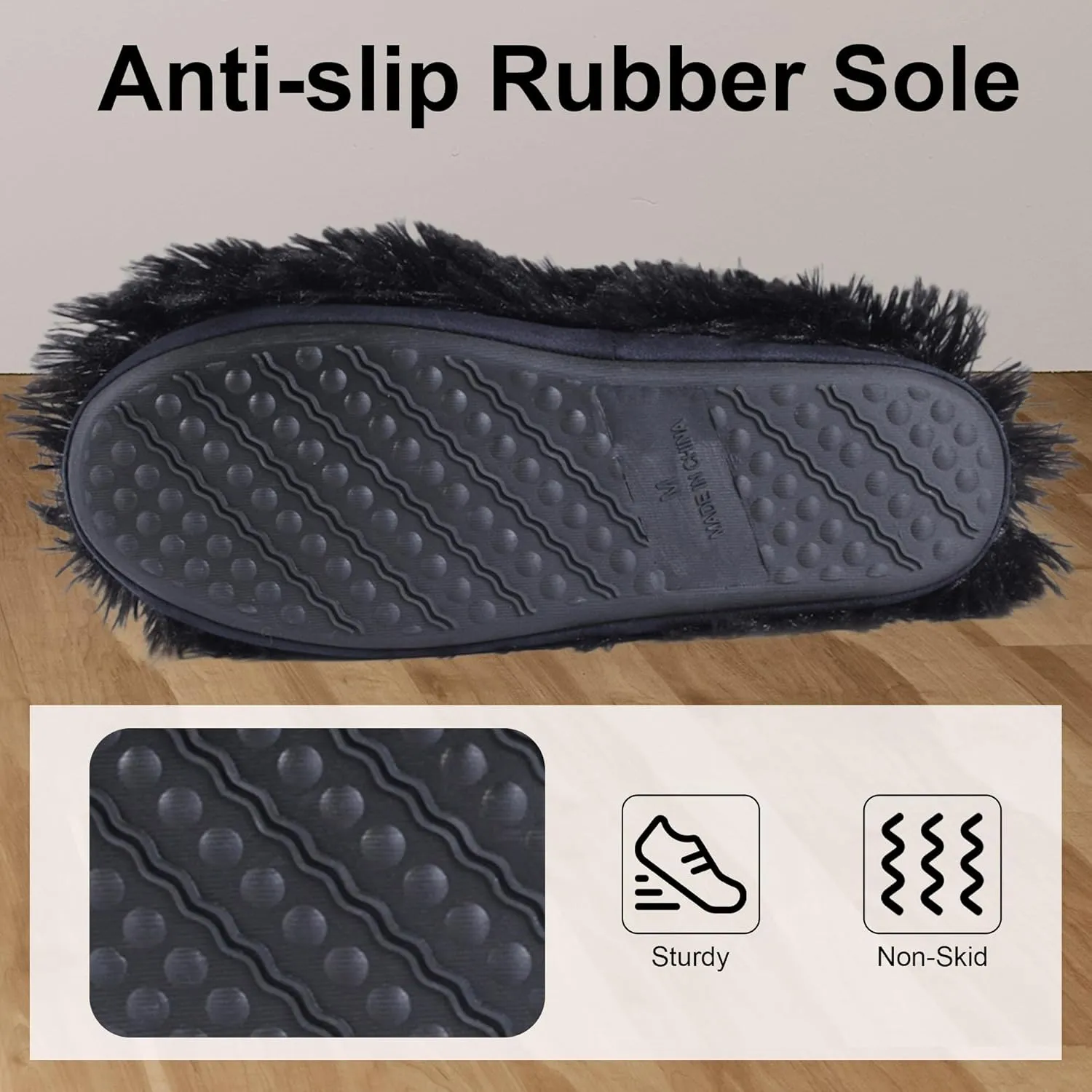 Furry Plush Slipper Booties for Women Warm Fur House Slippers with Anti-slip Sole Home Bedroom Indoor House Boots