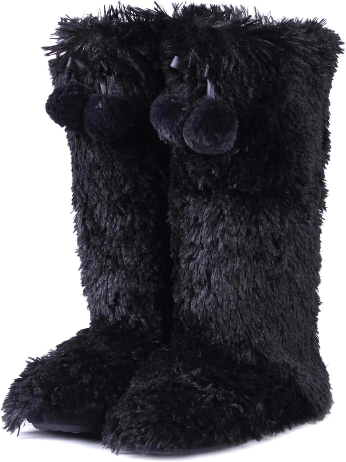 Furry Plush Slipper Booties for Women Warm Fur House Slippers with Anti-slip Sole Home Bedroom Indoor House Boots
