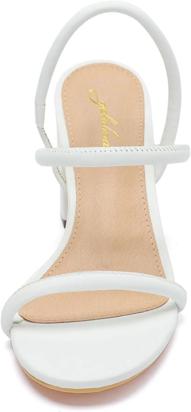 geluboao Heels for Women Classic Open Round Toe Three Straps Slip On Block Low Heel Sandals Strappy Ankle Strap Chunky Heeled Sandals Party Wedding Dress Shoes
