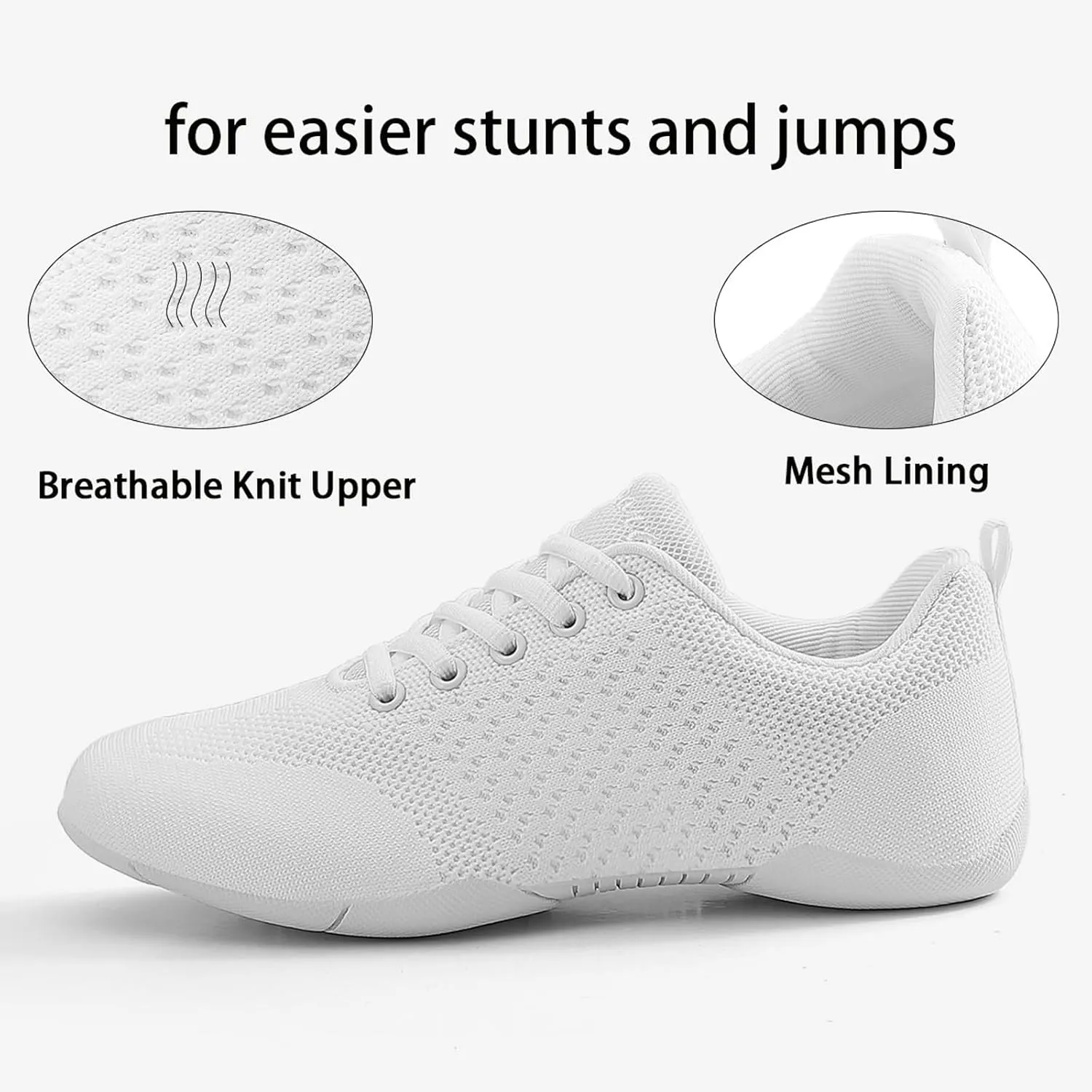 Girls Black Cheer Shoes White Cheerleading Shoes for Girls Breathable Youth Cheeerleading Dancing Shoes Competition Training Sneakers