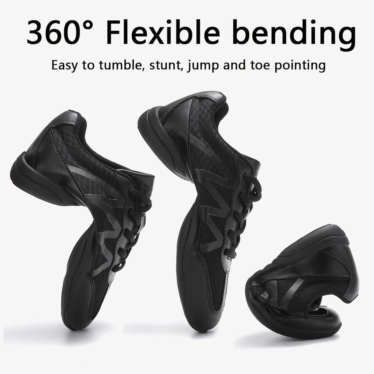 Girls Cheer Shoes Black Breathable Cheerleading Shoes Non-Slip for Cheer Competitions, Practice, Dance, Gymnastics Size Little Kid 12 to Women 11.5