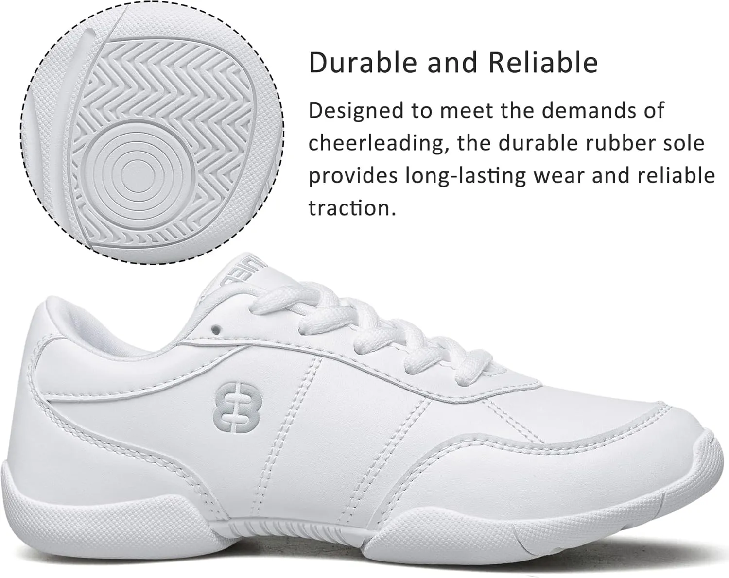 Girls White Cheerleading Shoes Lightweight Youth Cheer Competition Sneakers Kids Training Tennis Shoes