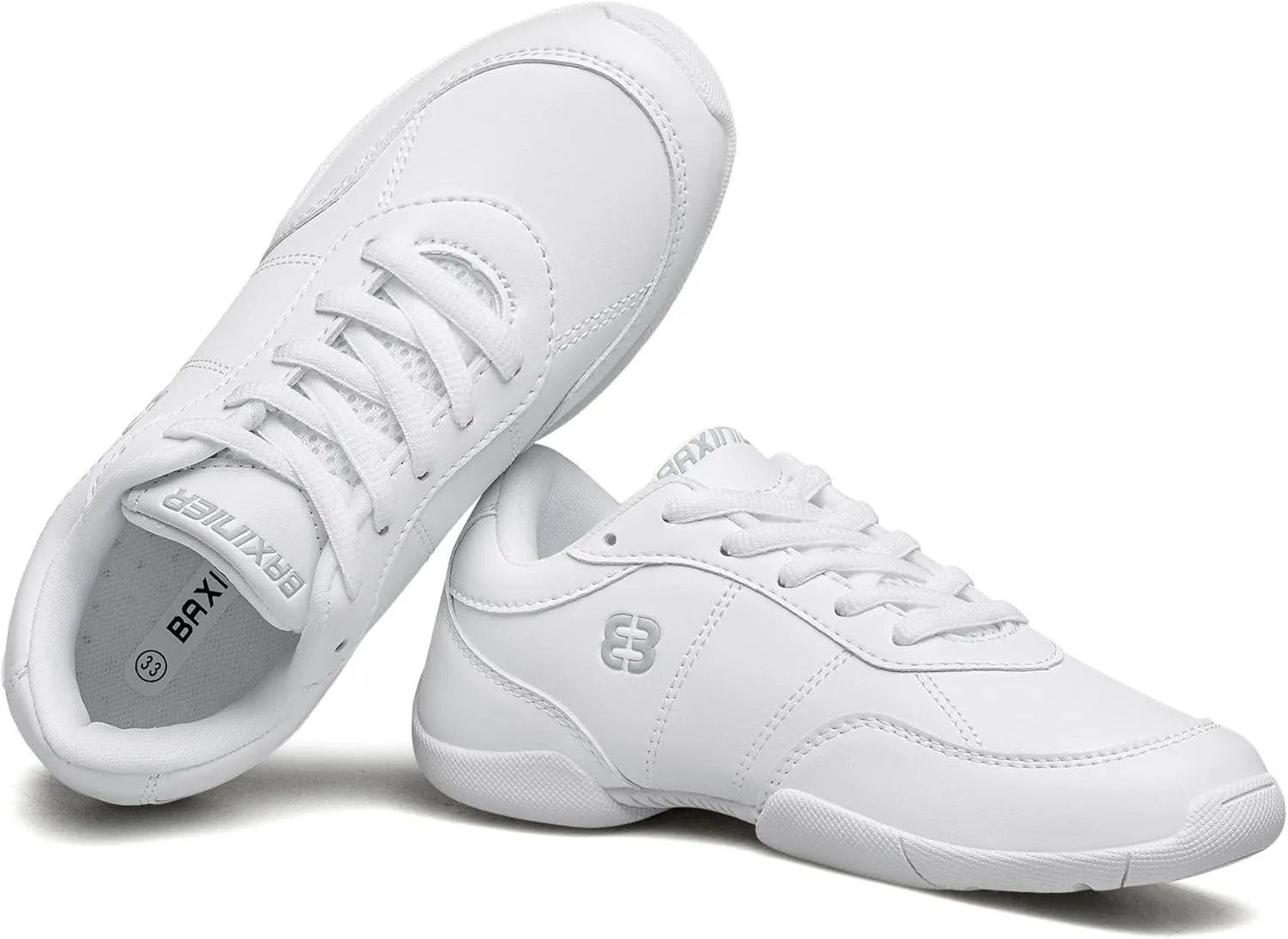 Girls White Cheerleading Shoes Lightweight Youth Cheer Competition Sneakers Kids Training Tennis Shoes