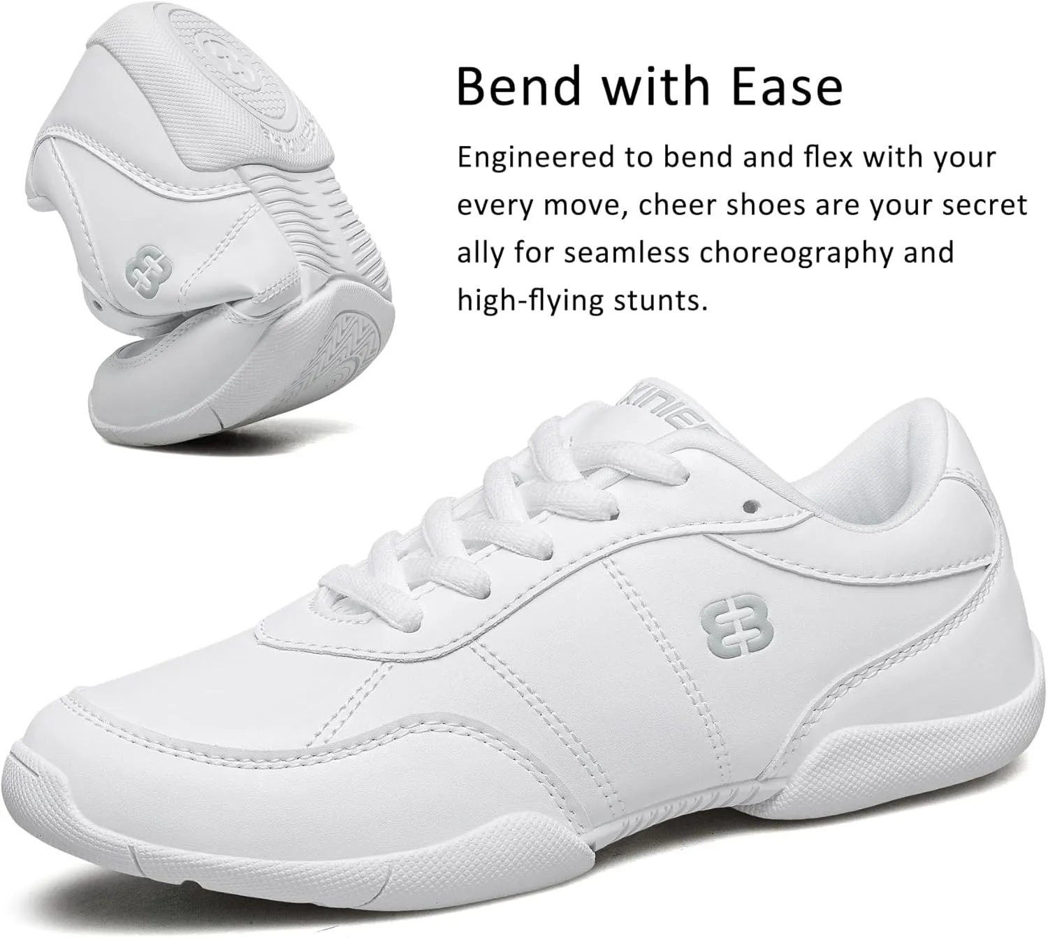 Girls White Cheerleading Shoes Lightweight Youth Cheer Competition Sneakers Kids Training Tennis Shoes