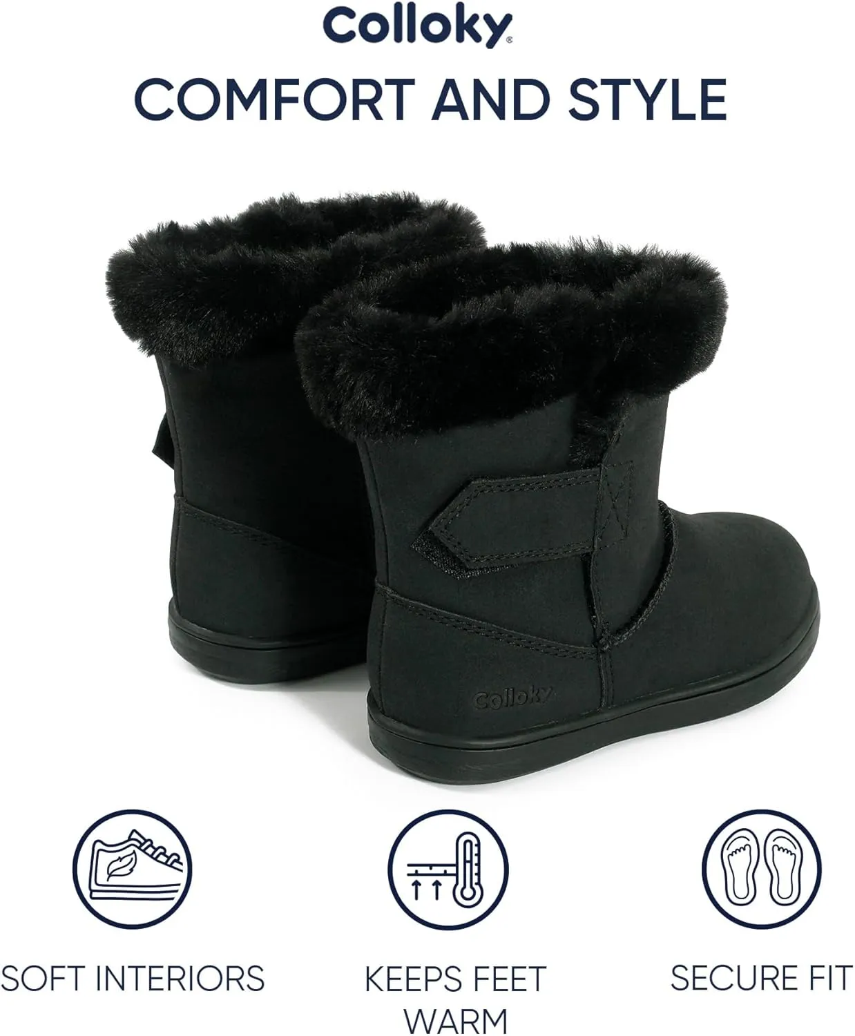 Girls Winter Boots – Faux Fur Lining, Durable Eco-Leather, Easy Hook-and-Loop Closure, Stylish and Warm for Toddlers