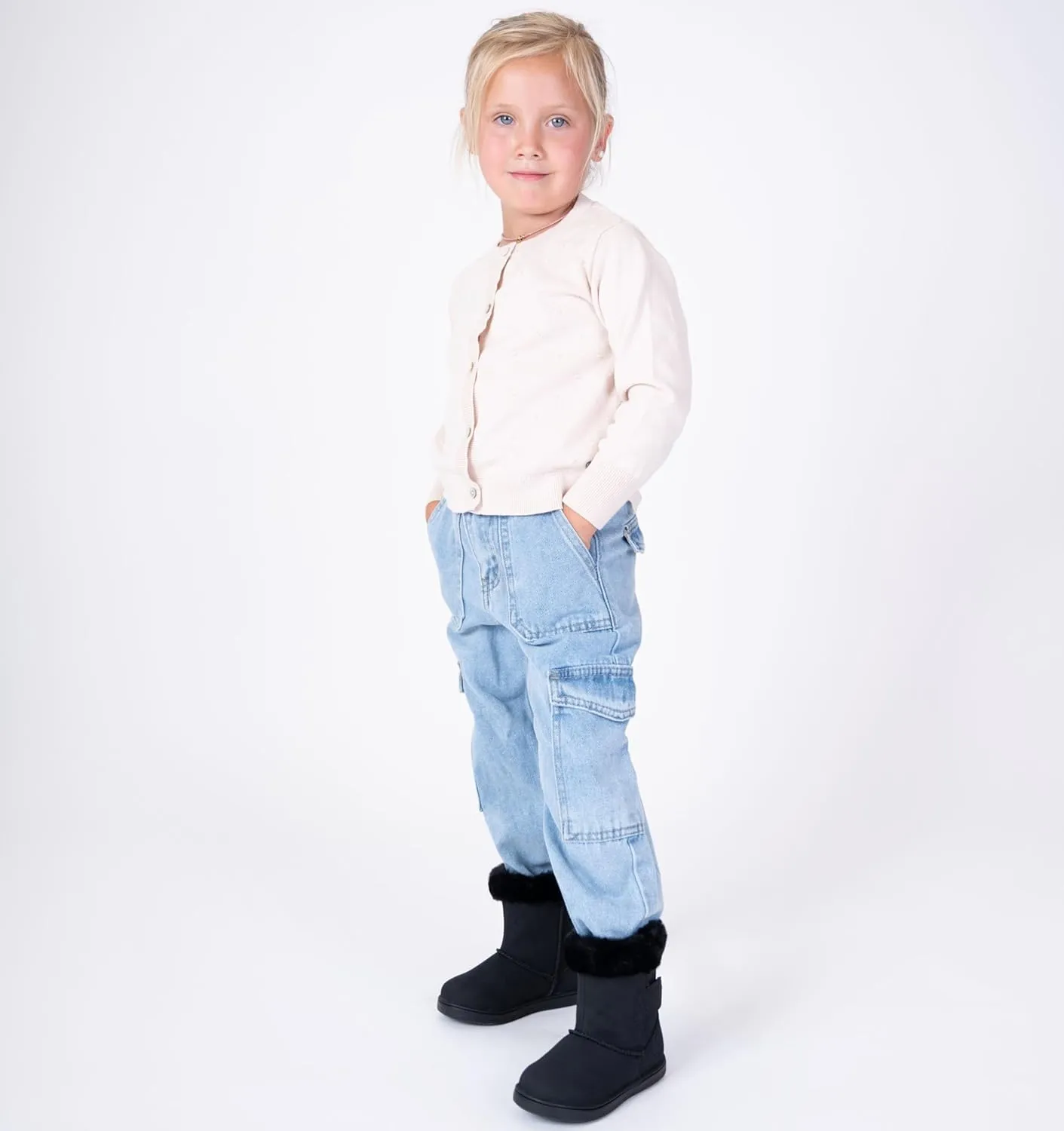 Girls Winter Boots – Faux Fur Lining, Durable Eco-Leather, Easy Hook-and-Loop Closure, Stylish and Warm for Toddlers