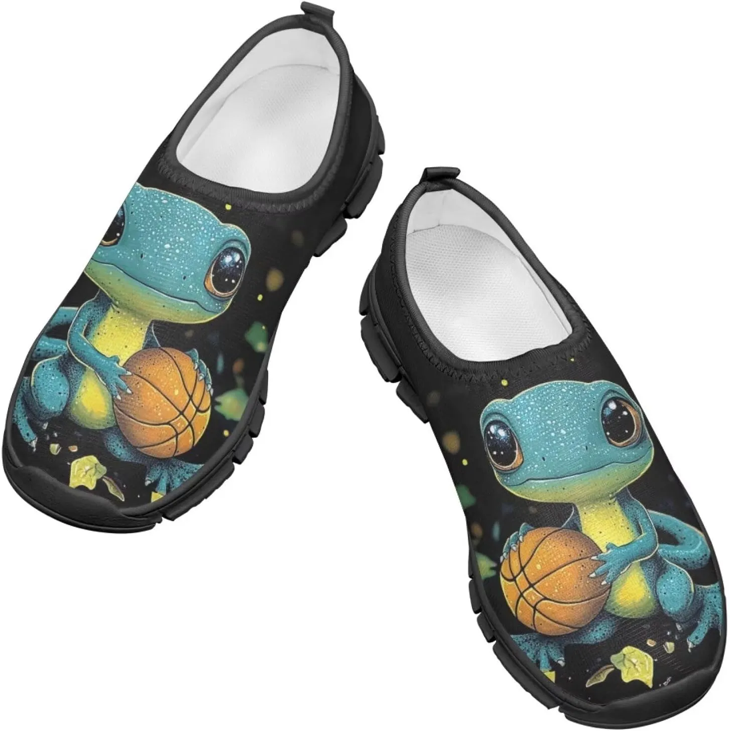 GOSTONG Boys Girls Slip On Sneakers Little Big Kids Casual Gym Tennis Shoes Lightweight Non Slip Walking Shoes Black Sole Size 11-15