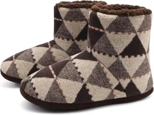 GPOS Knit Rock Wool Warm Men Indoor Pull on Cozy Memory Foam Slipper Boots Soft Rubber Sole